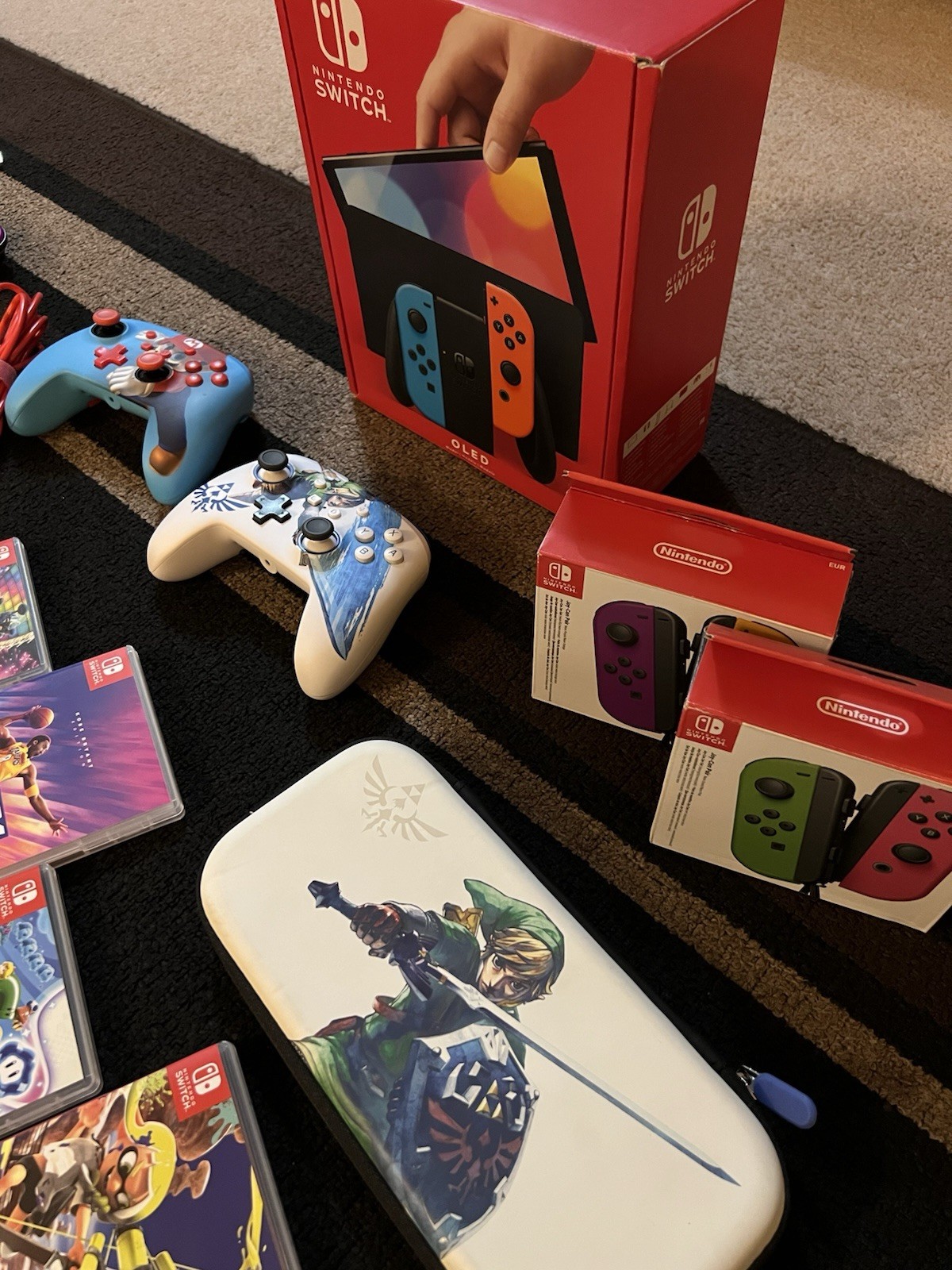 Nintendo Switch OLED Bundle Flawless Animal Crossing Super Mario LOADED w/EXTRAS