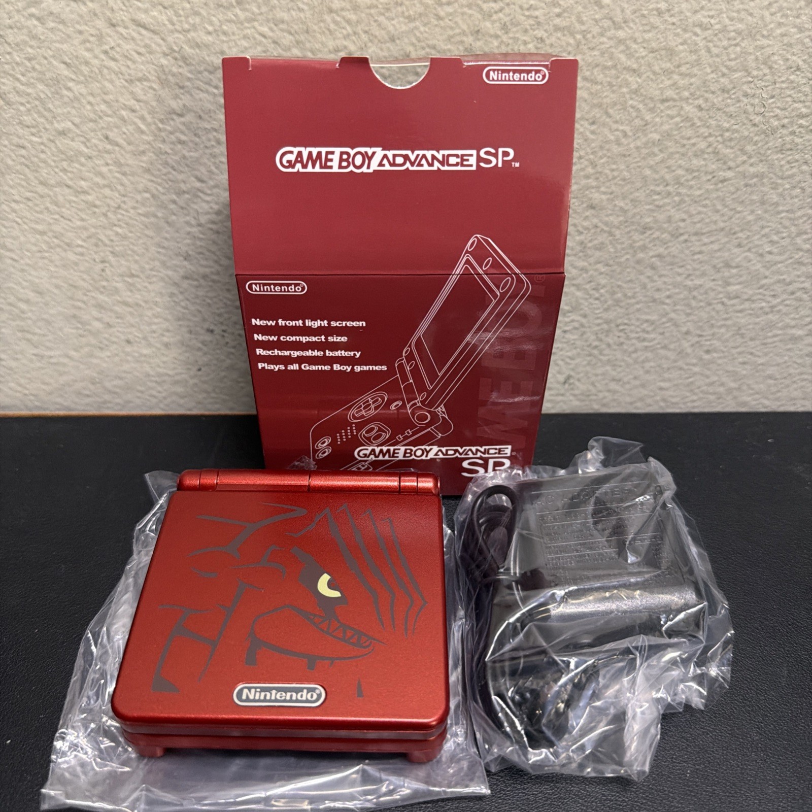 Nintendo Game Boy Advance SP Groudon Edition Console NEW IPS screen w/ Charger