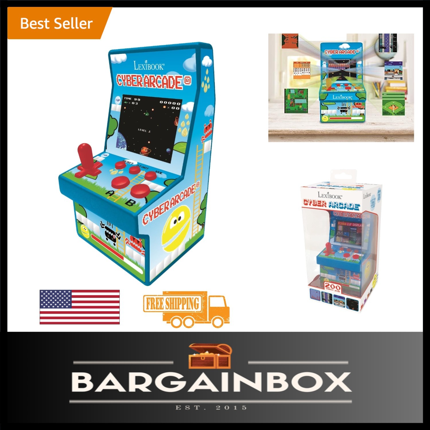 Portable Retro Gaming Console with LCD Screen: 200 Classics for On-the-Go Fun