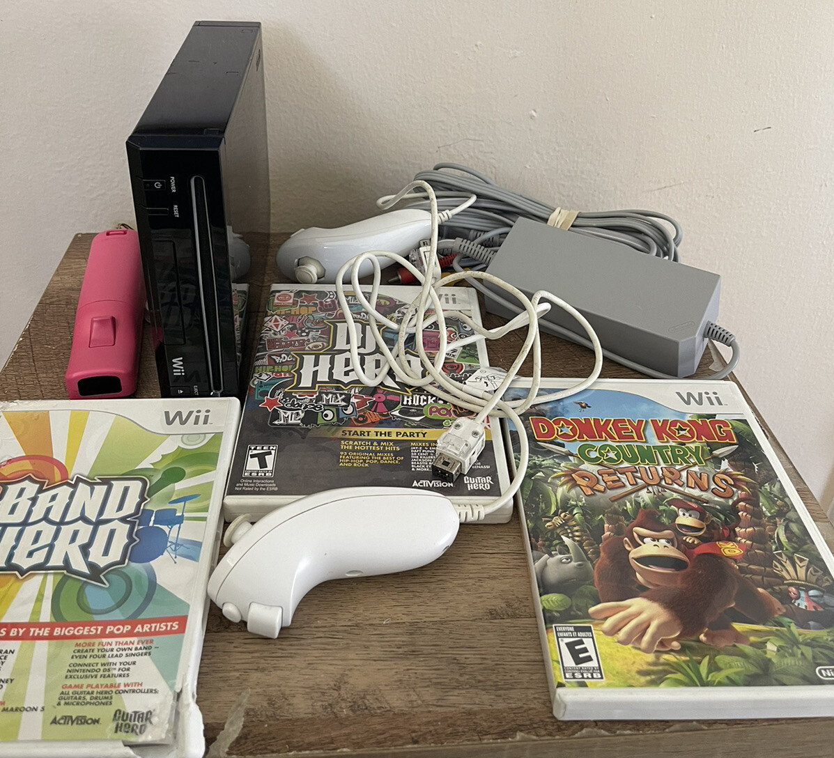 Nintendo Wii Console RVL-101 Black Gaming Console And 3 Games 1Remote Tested