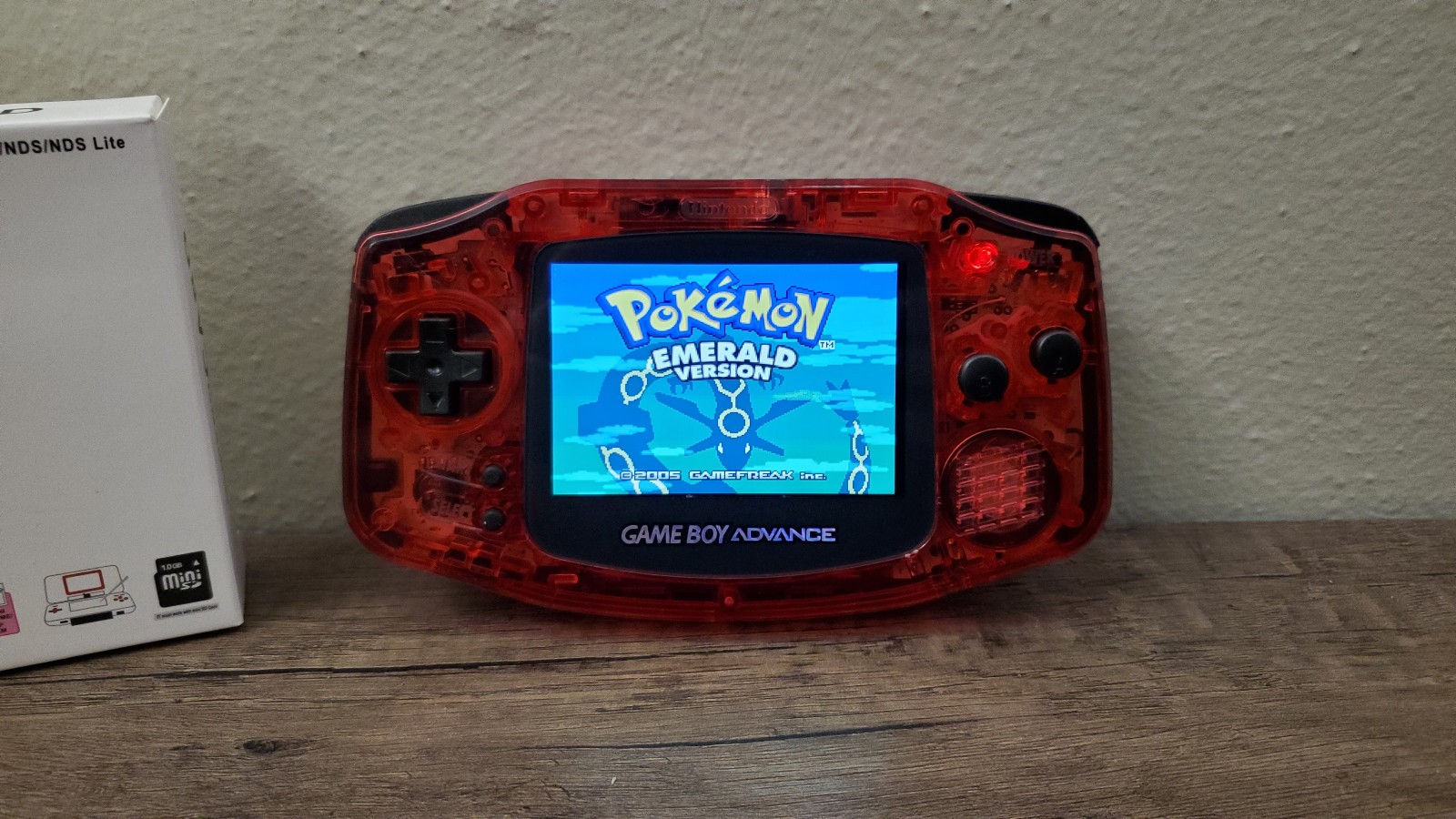 Nintendo Game Boy Advance GBA IPS V4: Translucent Red and Black w/ Supercard