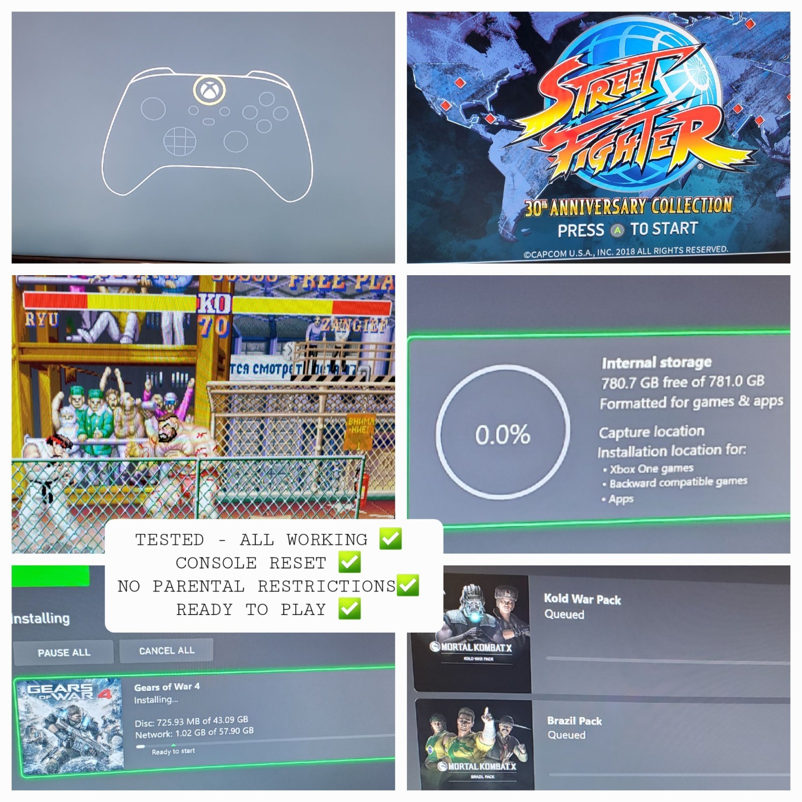 Xbox One 1540 1TB Console w Controller Power Supply Cables & 5 🔥 Games TESTED✅️