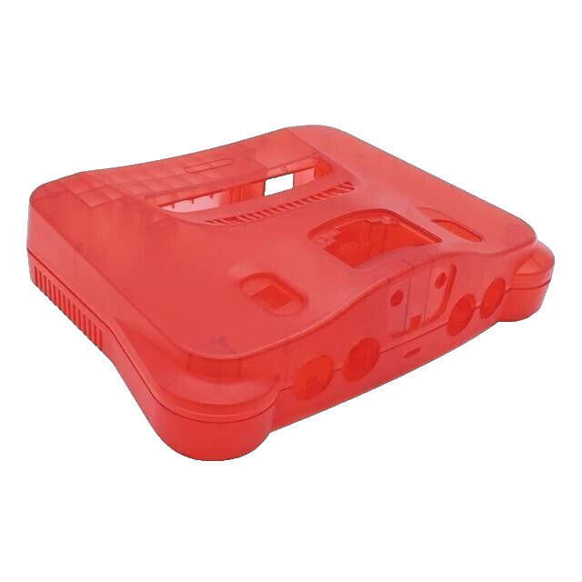 Full Housing Case Shell Replacement Nintendo 64 N64 Console CHERRY RED CLEAR