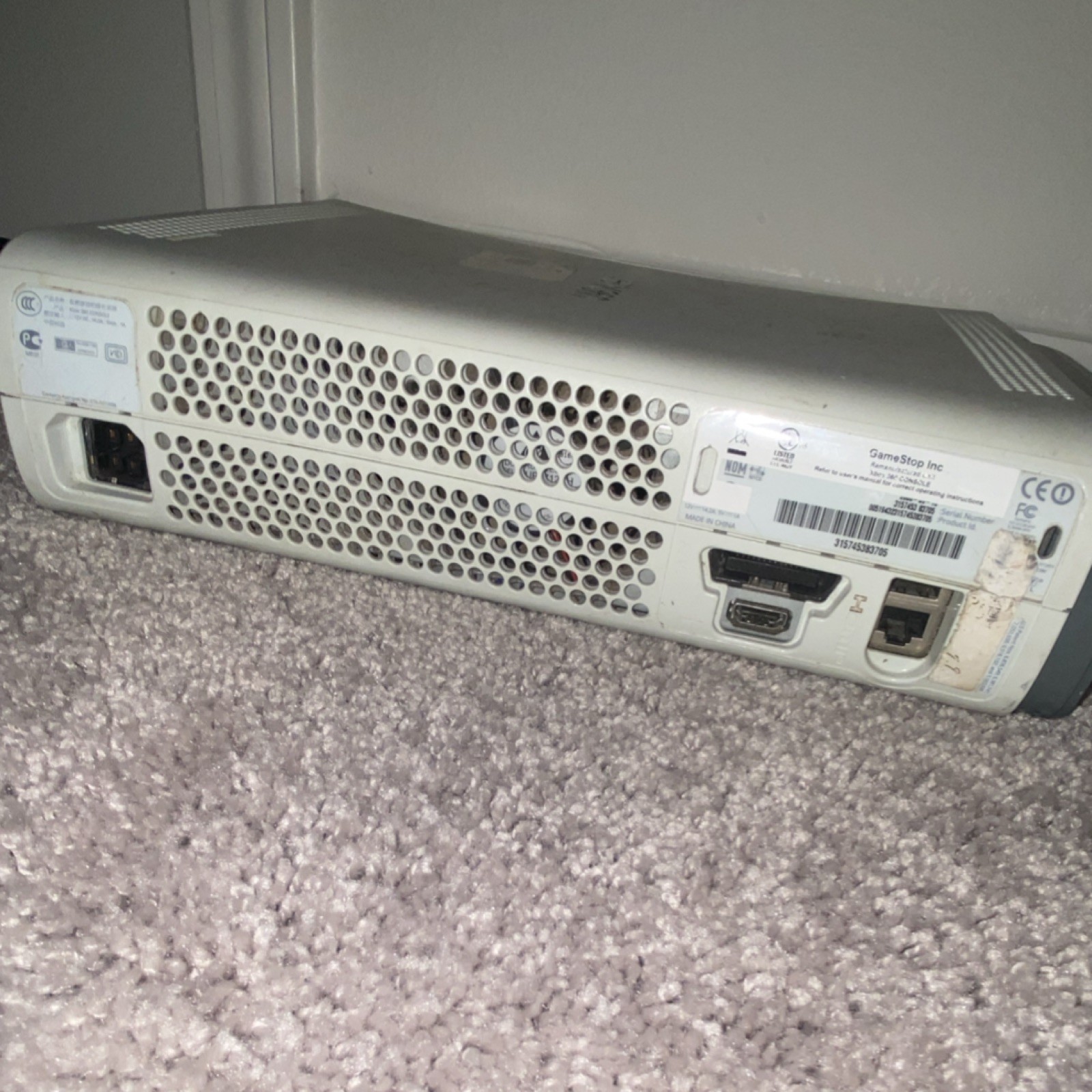 Microsoft Xbox 360 White Console HDMI Wi-Fi Capability Ethernet Component RCA