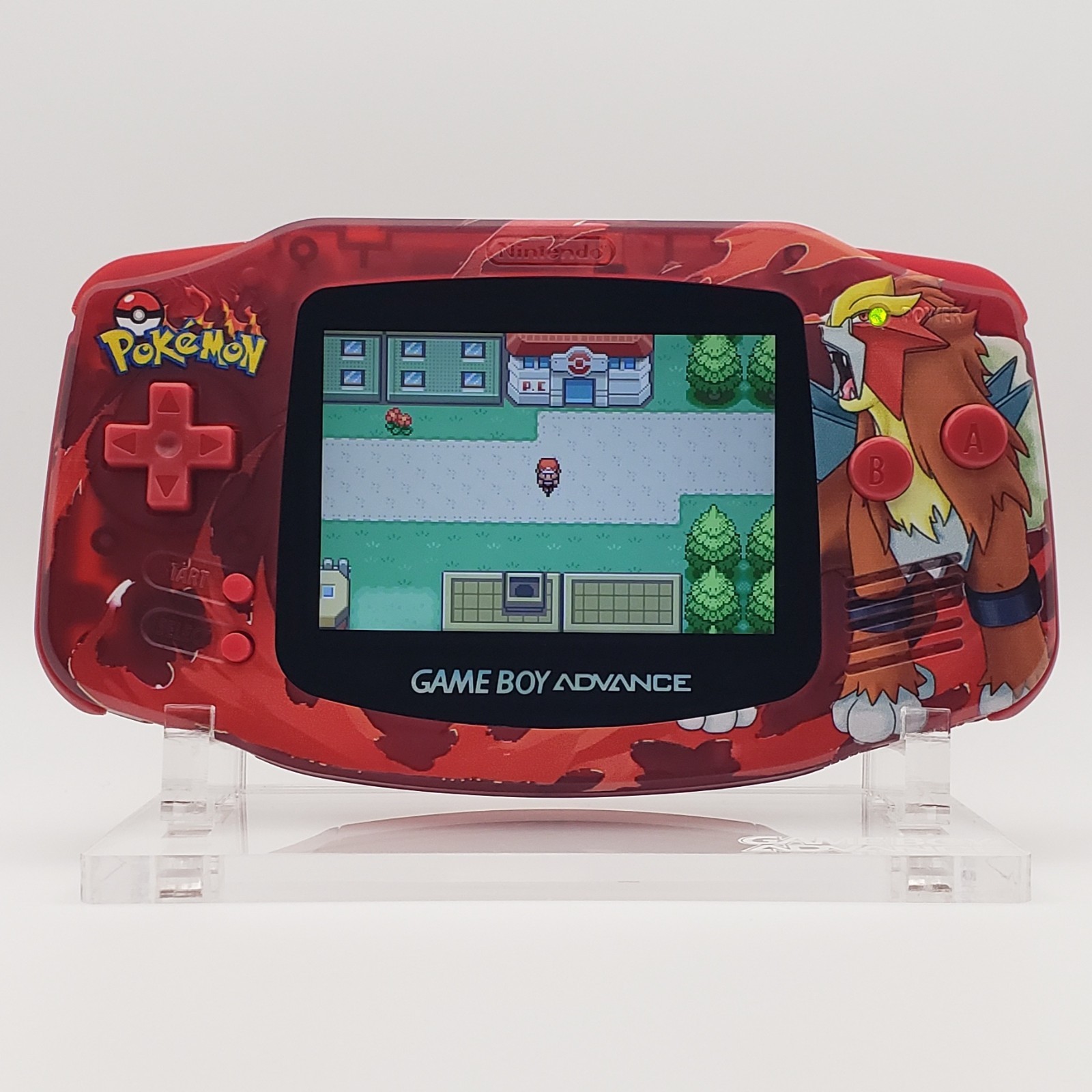 Entei Game Boy Advance, Funnyplaying Backlit IPS Screen Clear Red Pokemon Theme