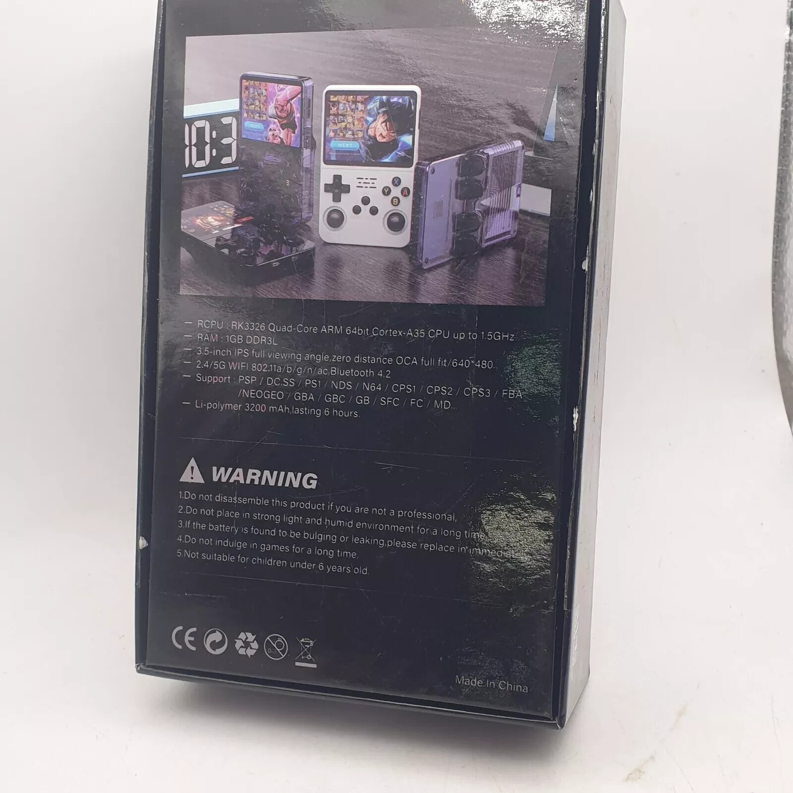 R36S Game Console Purple 3.5″ Screen ArkOS Installed 64GB SD Card