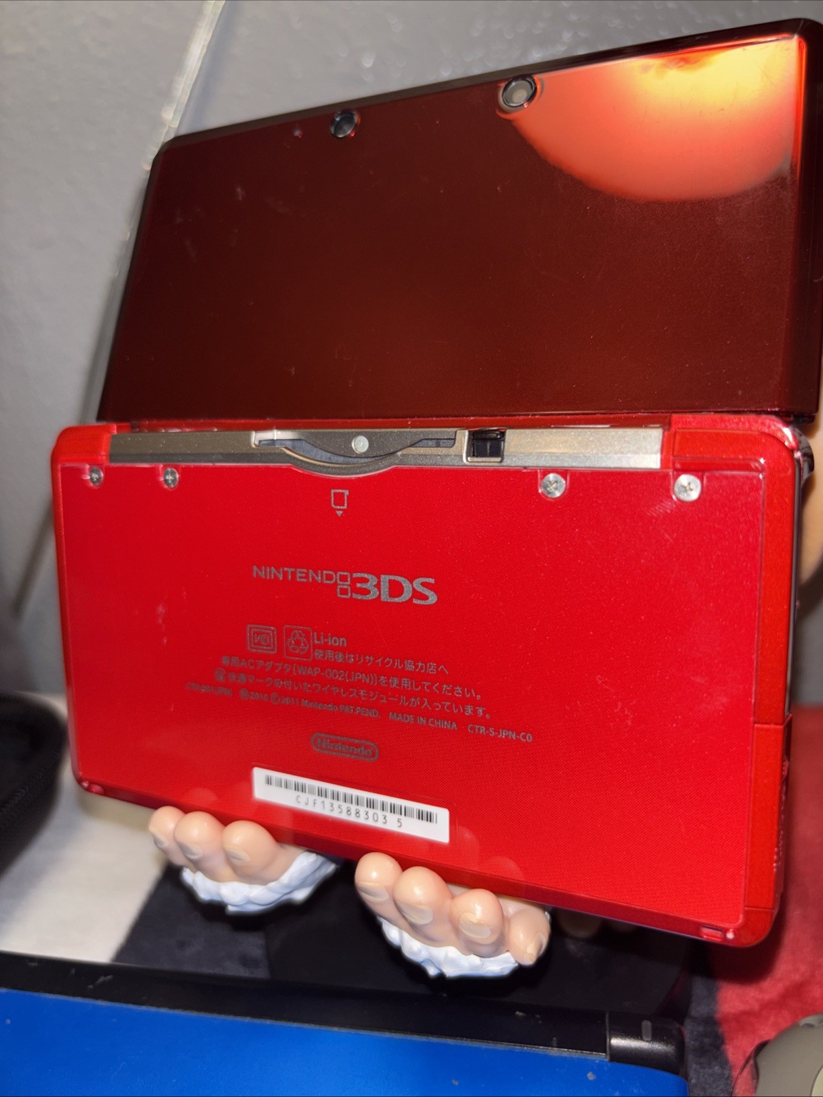 Nintendo 3DS Handheld System Flame Red Working Witch Charger