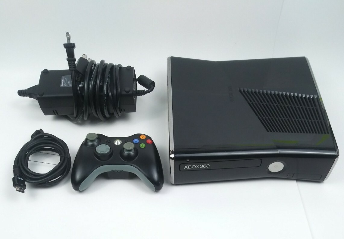 Microsoft Xbox 360 Slim Console 250 GB Black w/ Wireless Controller Lot – Tested