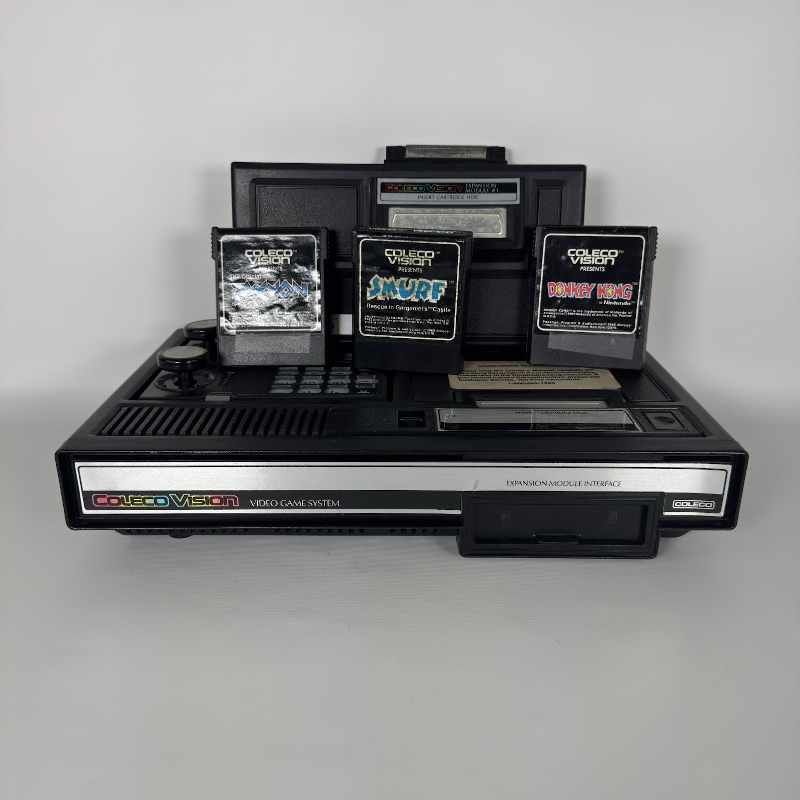 Coleco Vision Console W Controllers Expansion, Module #1, & 3 Games Untested!