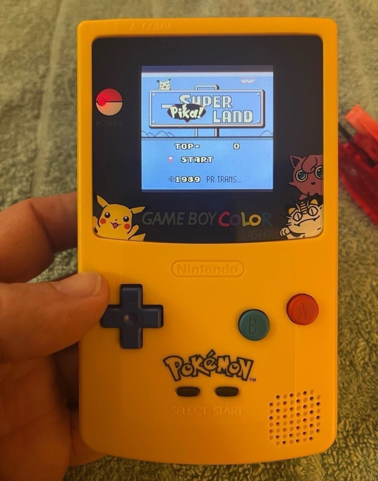 Backlit TFT Yellow Blue Pokémon Gameboy Color Cart Pouch Nintendo GBC Pikachu