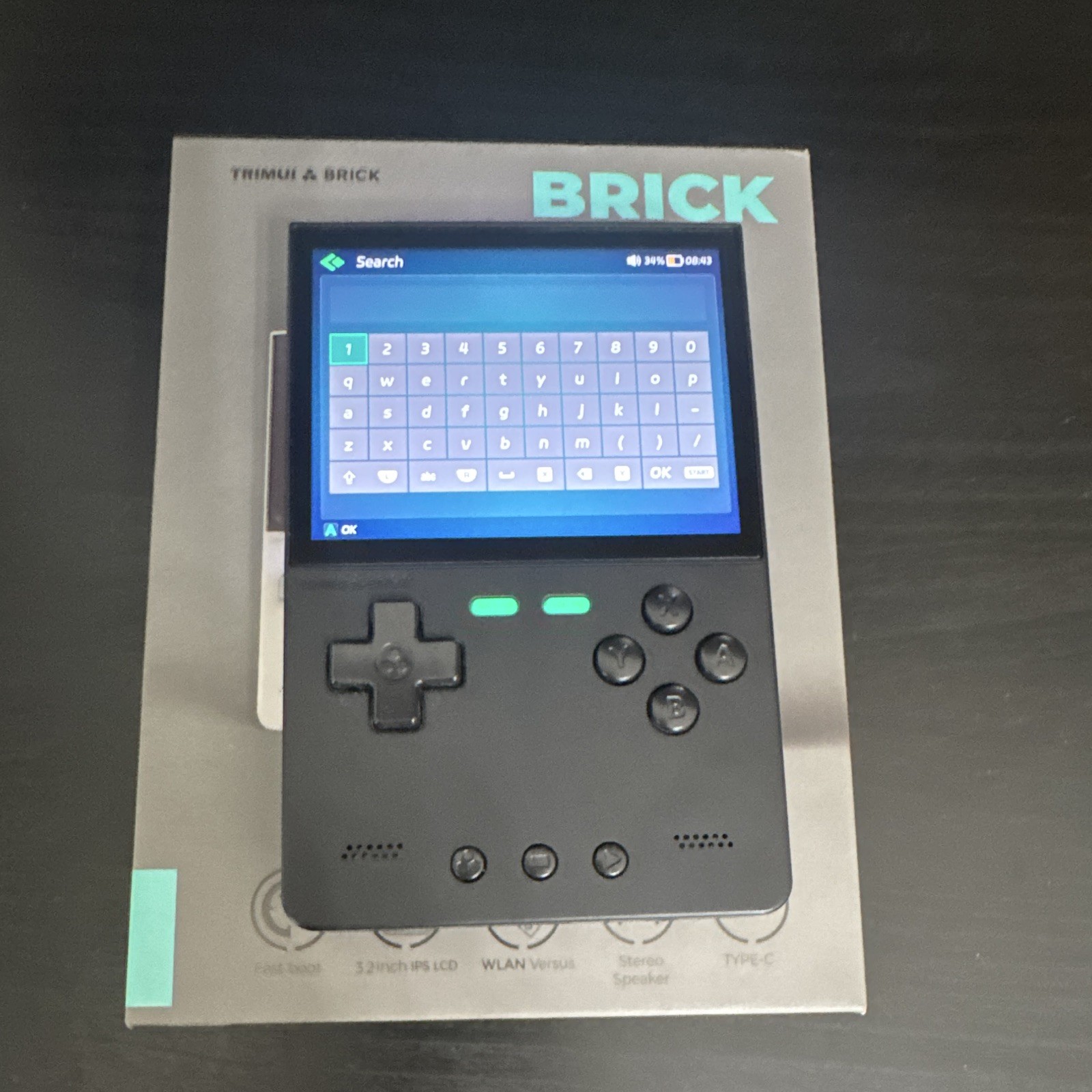 Trimui Brick Retro Handheld Video Game Console – Black, w/Screen Protectors