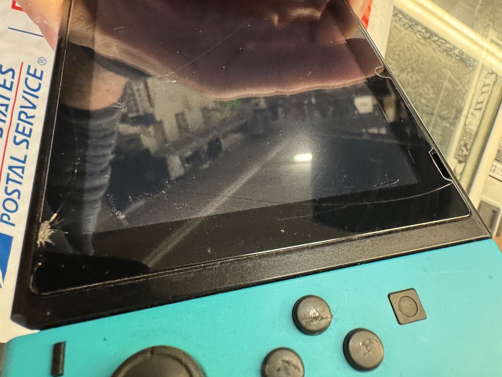 Nintendo Switch V2 Console Only HAC-001-01 Black | Cracked Screen Protector