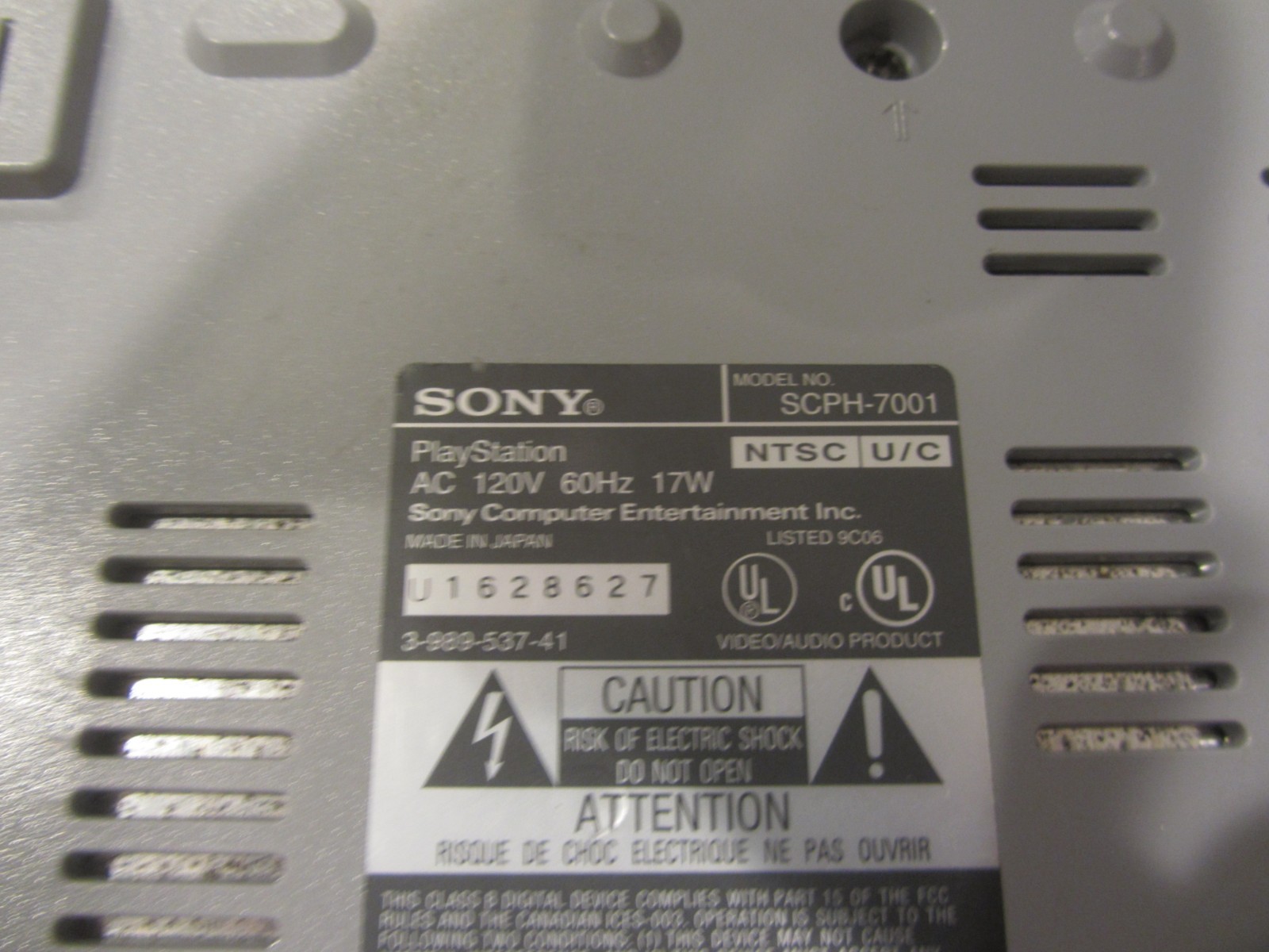 Sony PlayStation 1 PS1 Console Only Gray SCPH-7001, Tested & Works