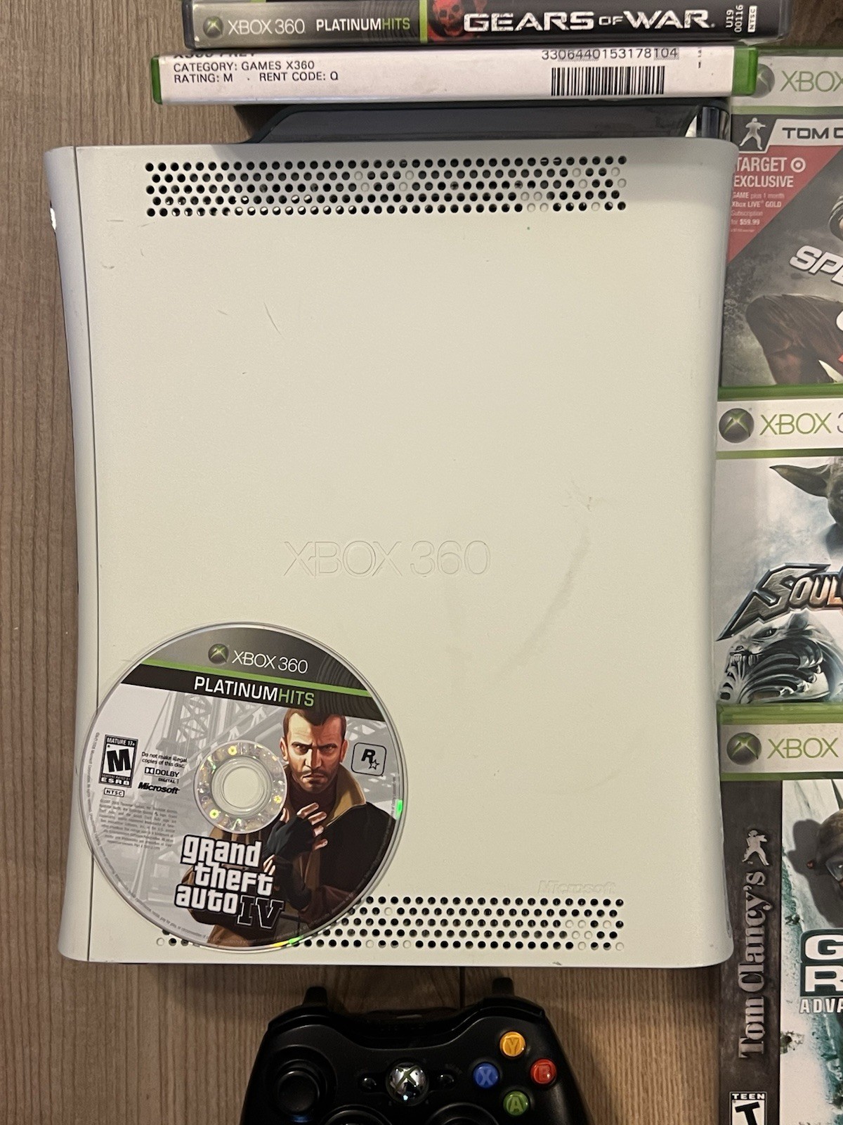 Xbox 360 Fat Console Bundle 20GB HDD 15 Games Controller Tested Works White
