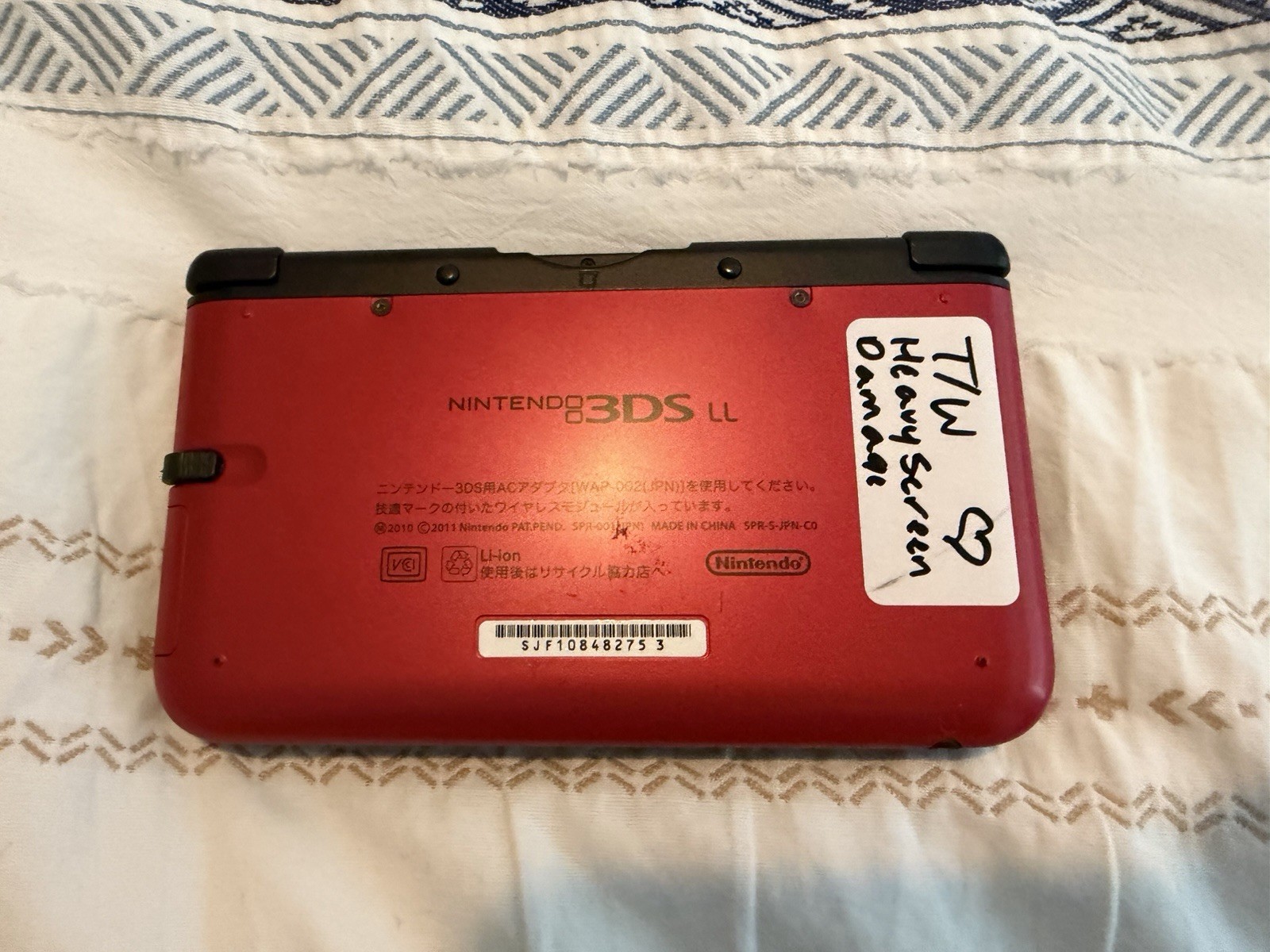 Nintendo 3DS LL SPR-001 Red/Black Handheld System 3D Display NTSC-J Japan