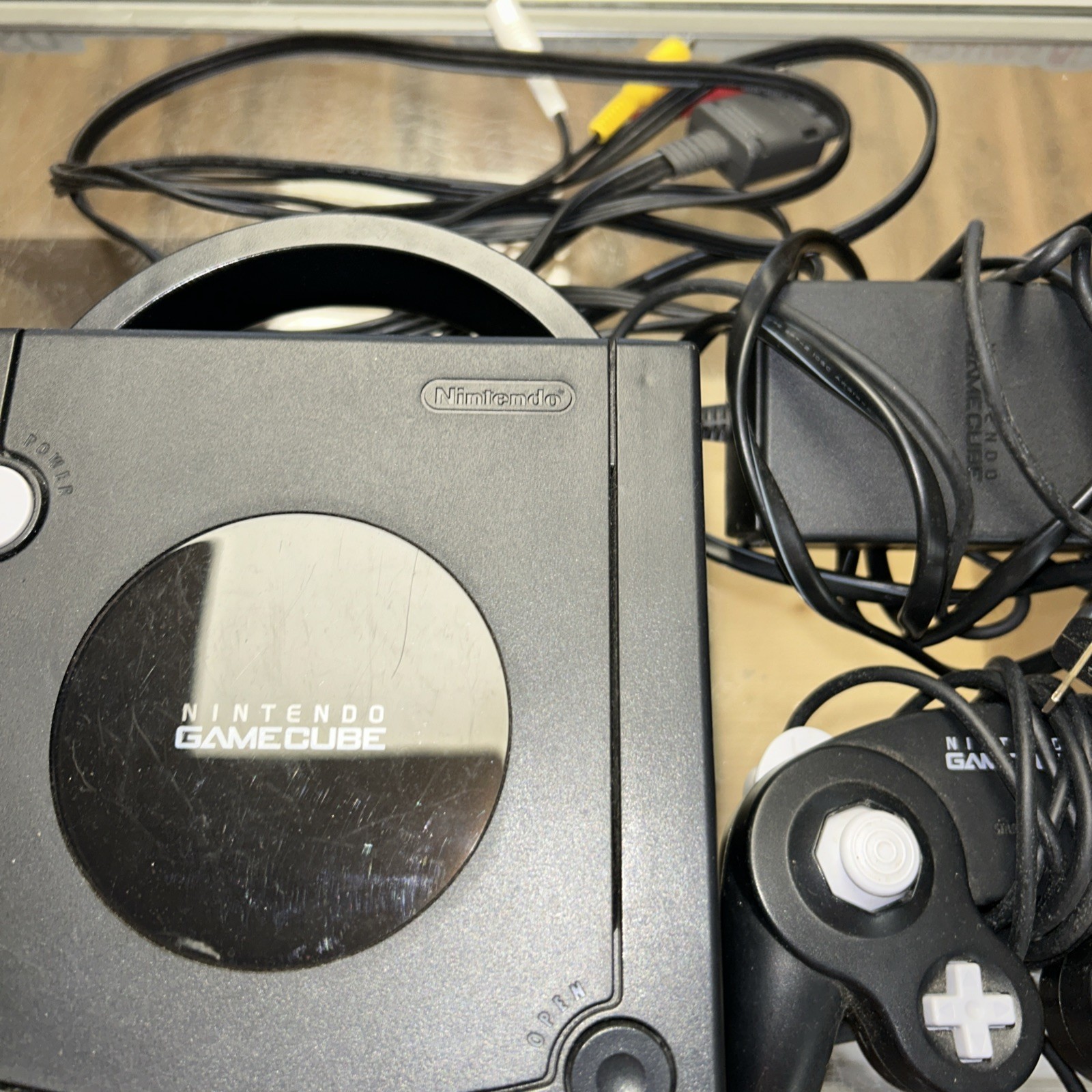 Nintendo GameCube JET BLACK. Cords, Controller And Instruction Booklet. Tested.
