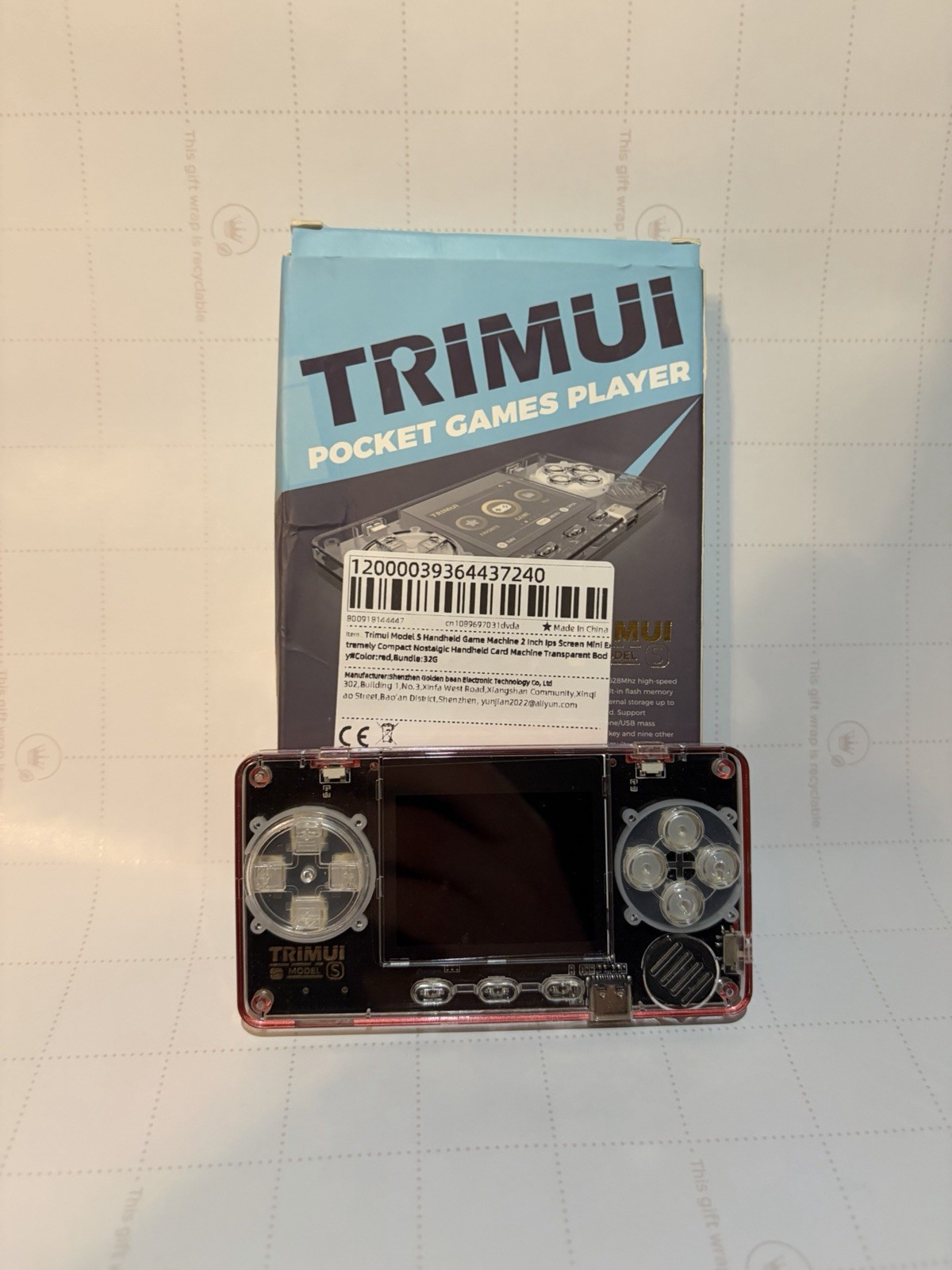 Red Trimui Model S, Thin Handheld Game Console, Does Not Come With Games Or SD