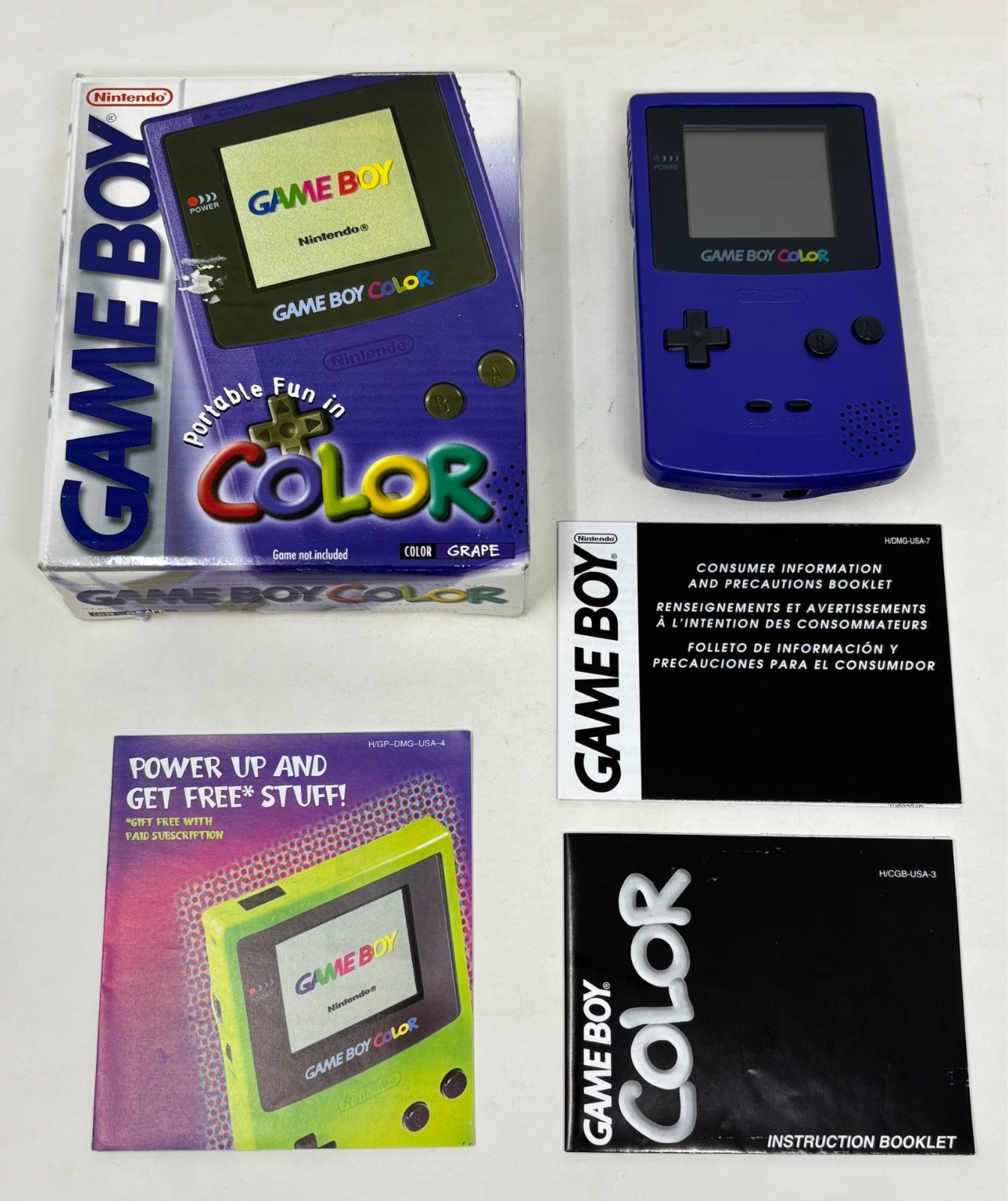 Nintendo Game Boy Color Grape Purple System – CIB Complete in Box – Tested 199.