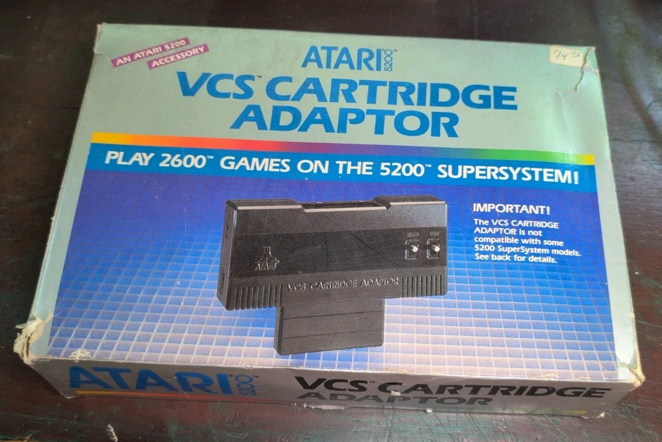 1983 Atari 5200 VCS Cartridge Adaptor with Manual & Box, Plays Atari 2600 Games