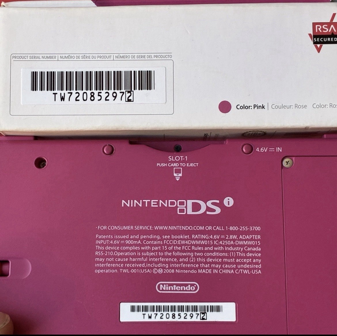 Nintendo DSi Pink Console – Complete In The Box – Matching Serial #’s -EXCELLENT