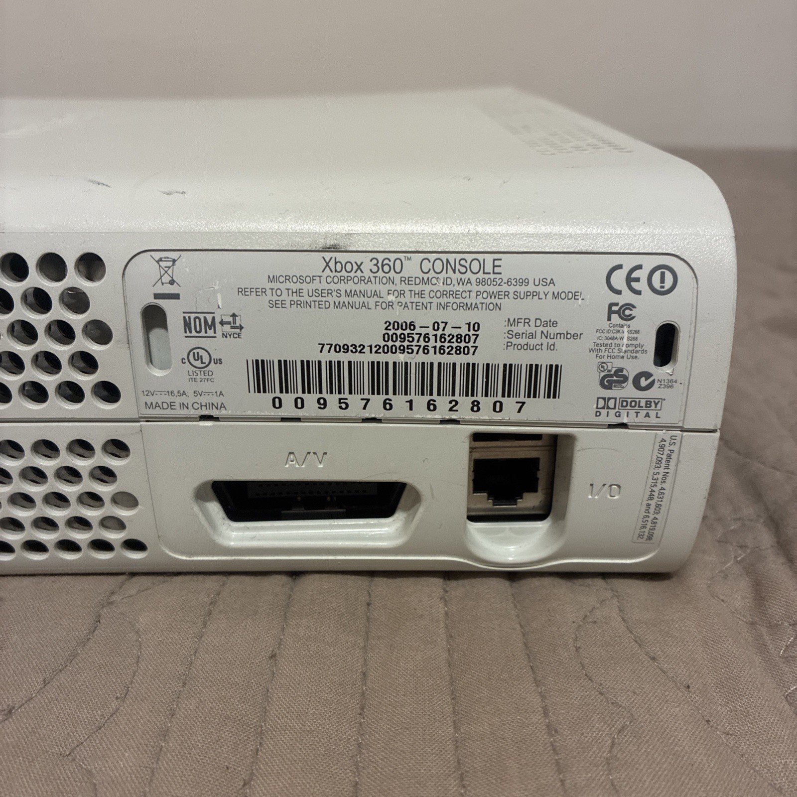Microsoft Xbox 360 White Console Only – No Cables or Accessories Untested