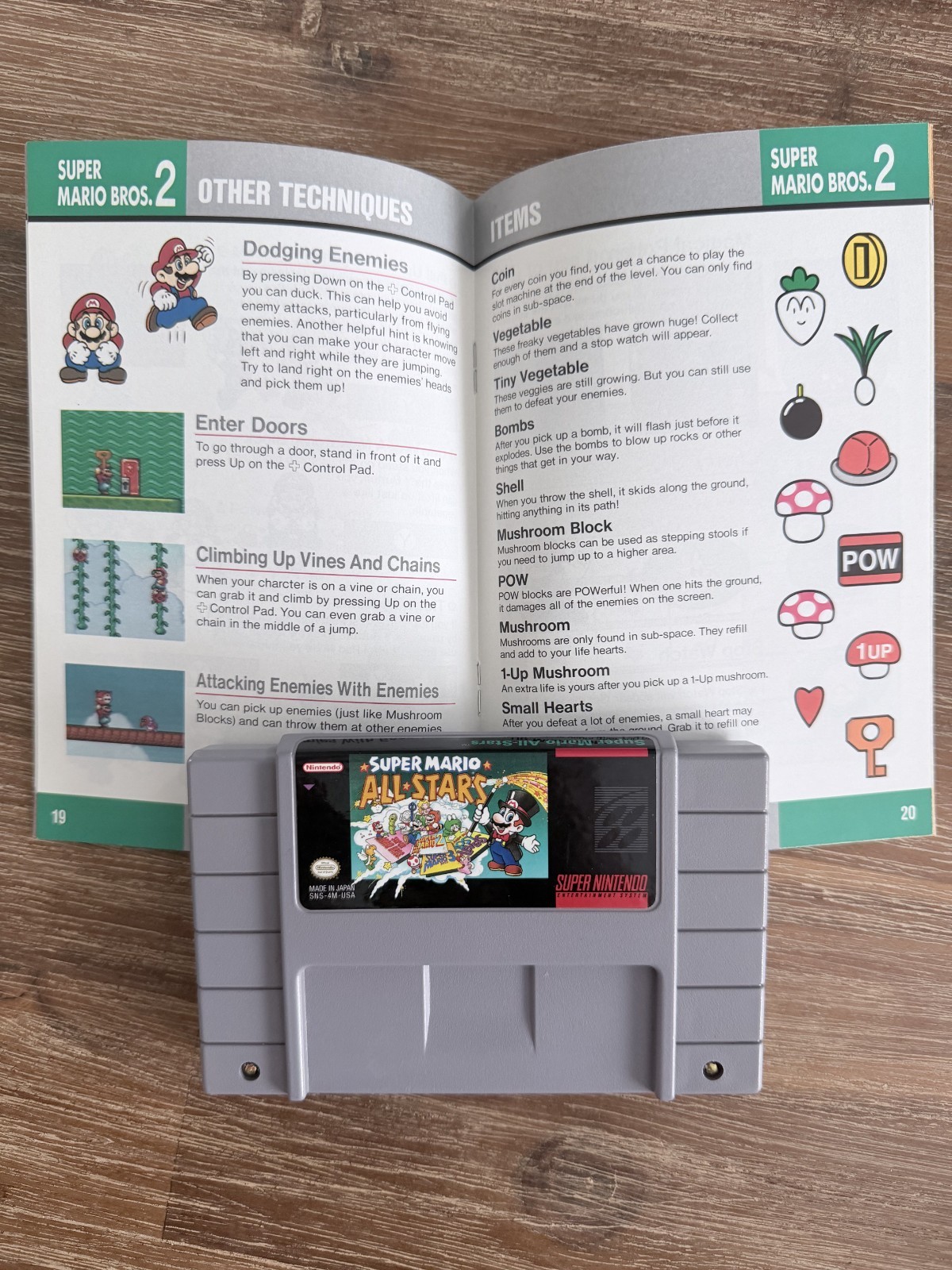 Super NES Console Bundle w/ 2 Controllers + 4 Games (Mega Man & Mario) + Manuals