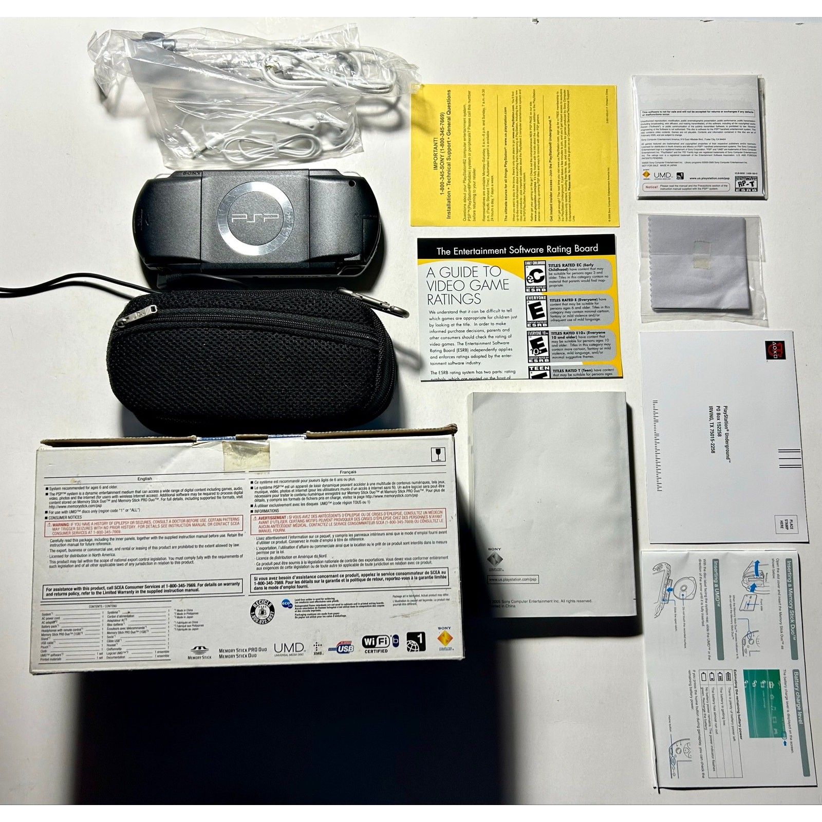 SONY PSP-1001 Complete CIB Black Console No Battery no Charger🔥Works giga