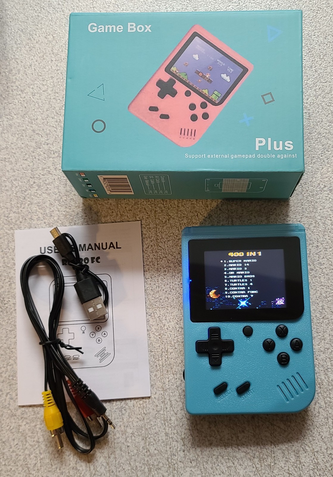 Plus Game Box 400 in 1 Plus Rechargable Handheld Gamepad New in box Blue