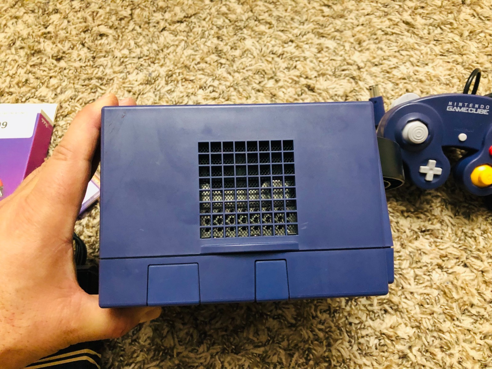 Nintendo GameCube Purple Console DOL-001 / 1 Remote / Power Adapter/ Video Cable