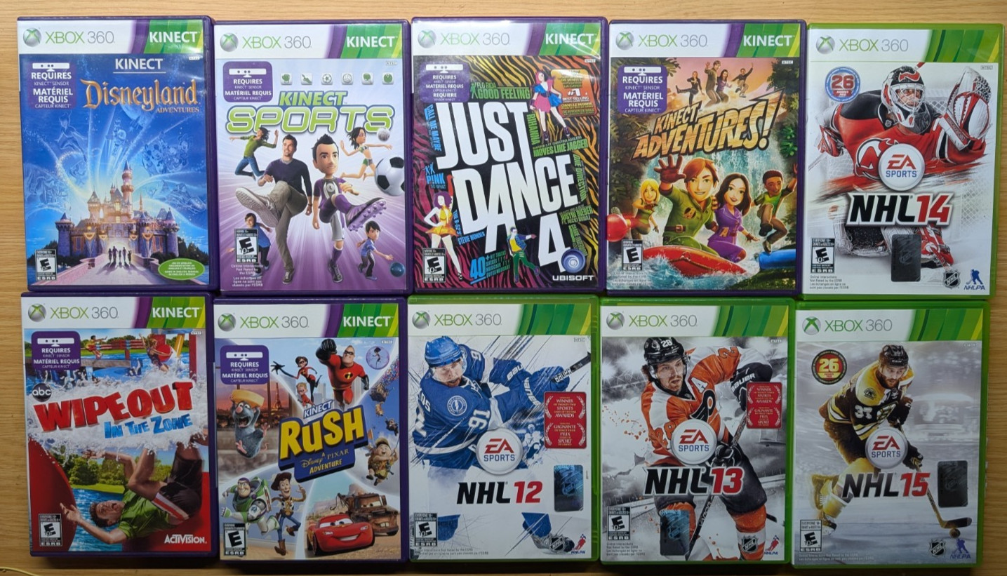 Xbox 360 120GB Console Bundle w/ Pink Controller Kinect Sensor 10 Games Tested!!