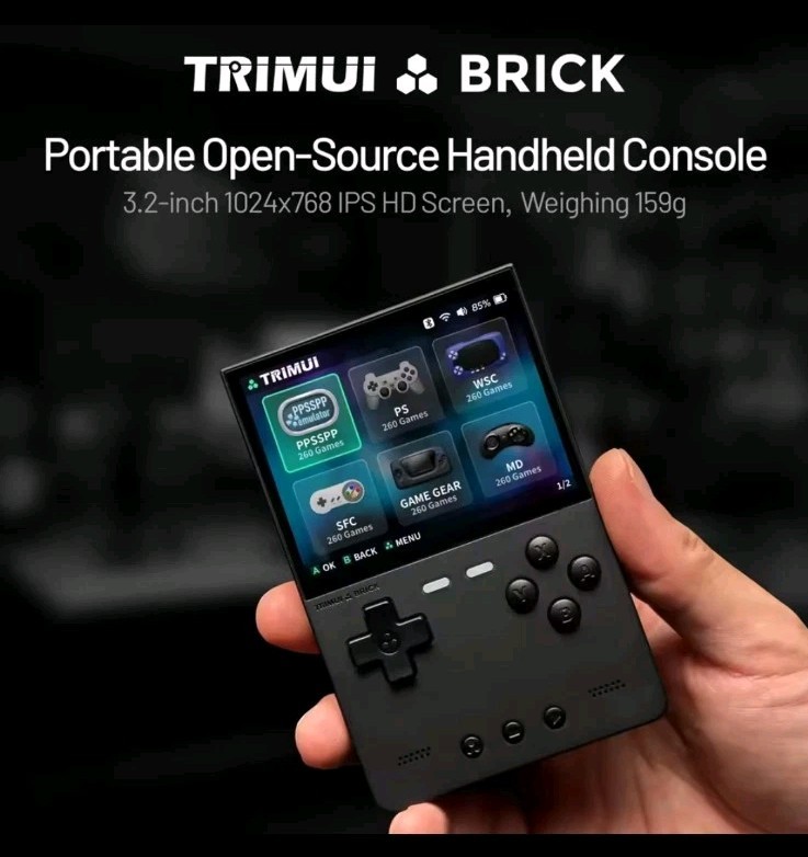 TrimUI Brick Black Open Source Handheld Game Console