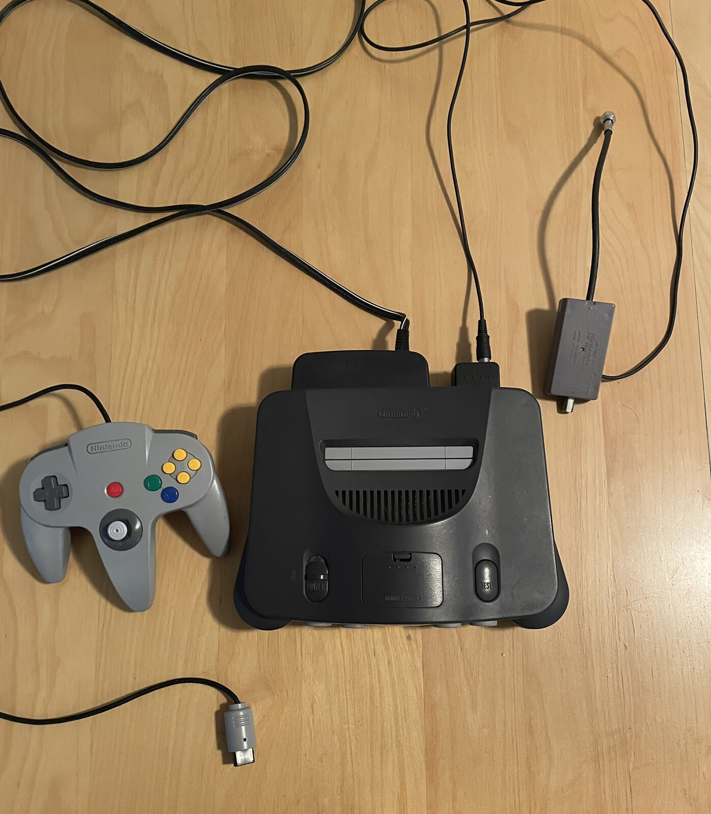 Nintendo 64 Console Cords And Light Gray Controller Tested Working Vintage N64