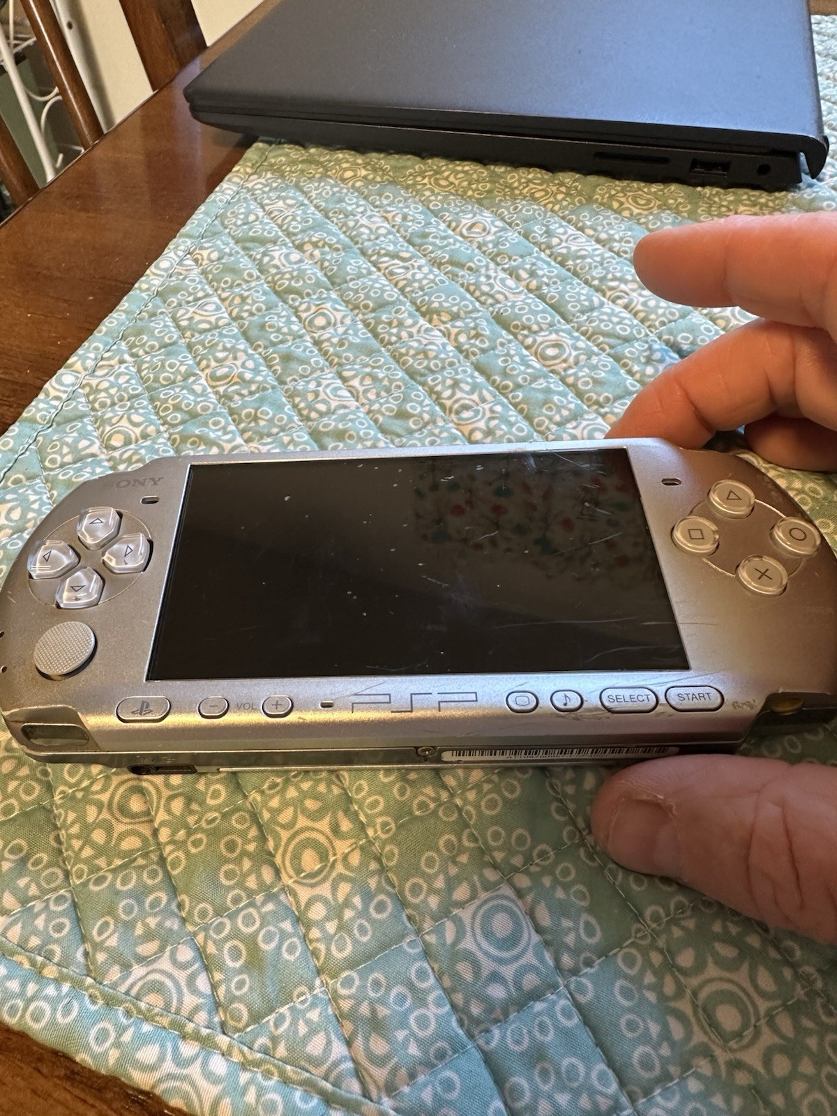 Sony PSP-3001 PlayStation Portable Handheld System Silver and Case. PARTS!