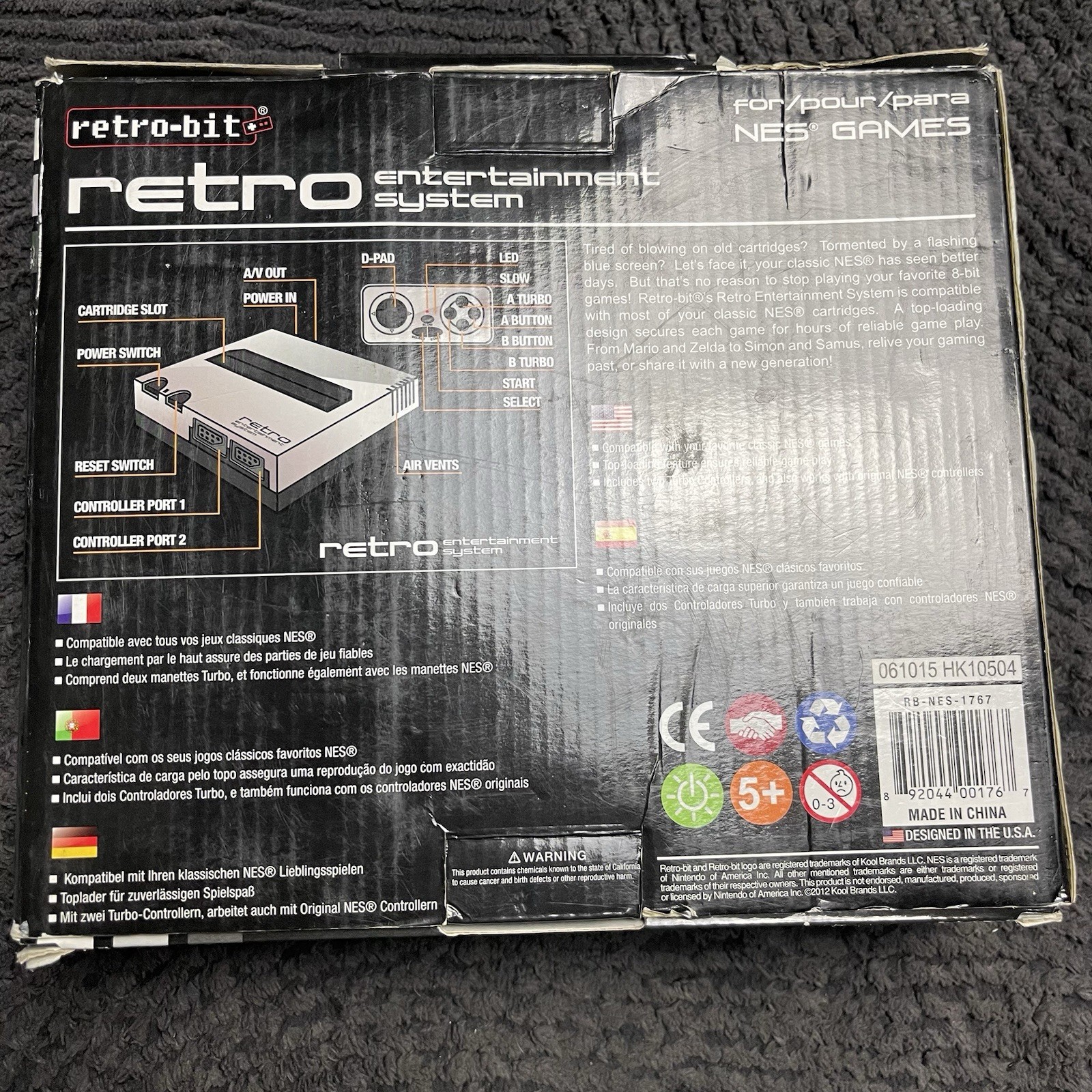 Retro-Bit Retro Entertainment System NES Console Silver/Black w/ 2 Controllers