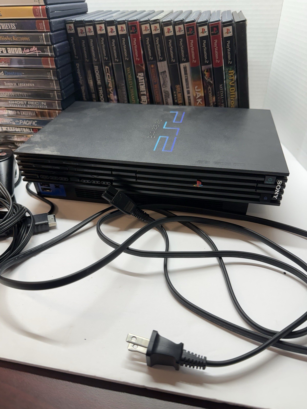 Sony PlayStation 2 PS2 Console Bundle w/ 32 Games Controller Memory Card OEM