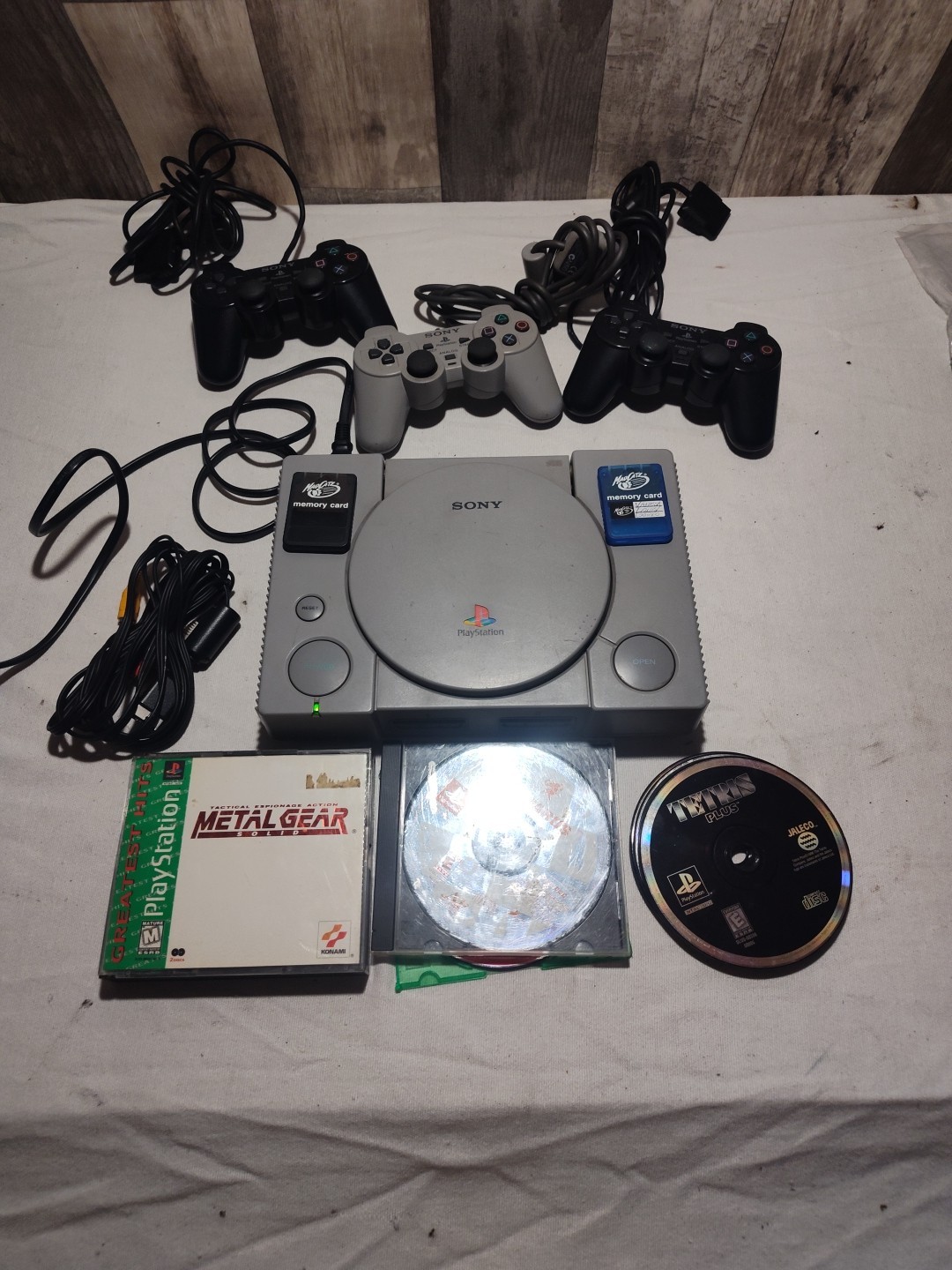 Sony PlayStation 1 Console Bundle 3 Controllers/Cords/10 Games/Two Memory Cards