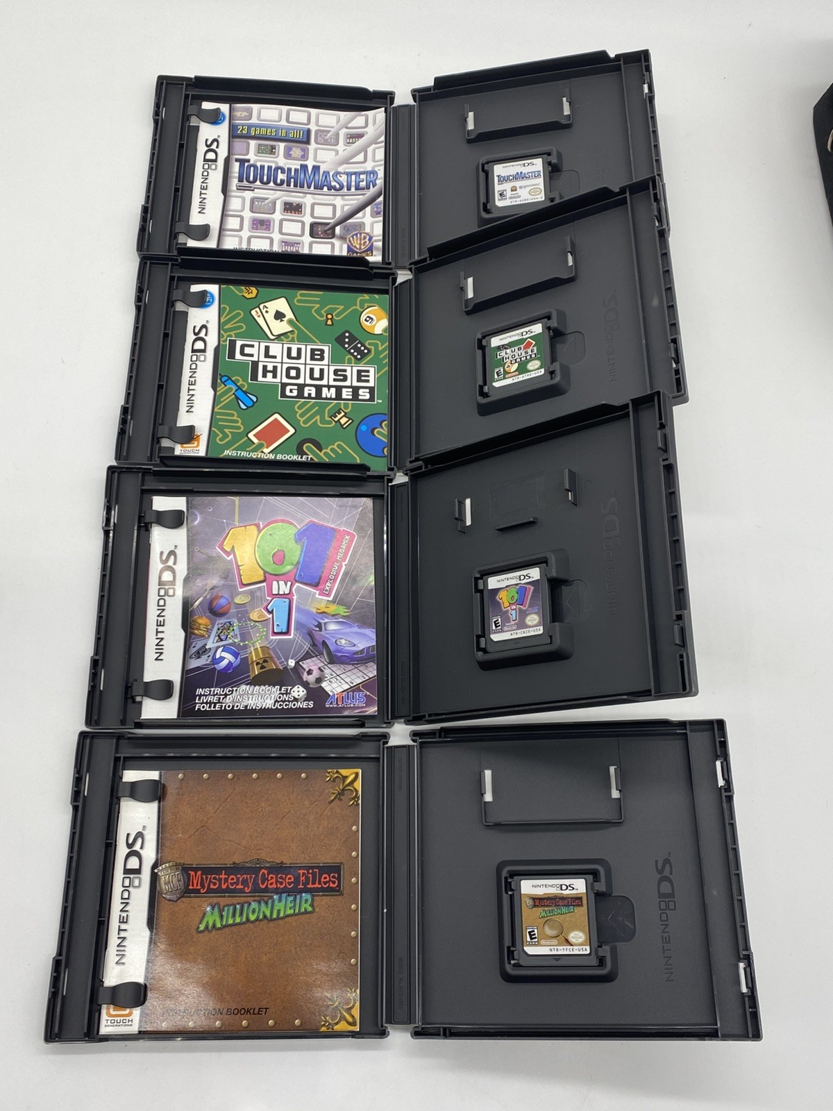 Nintendo DS Lite Bundle Crimson/Black 2 Stylus & Charging Cord, 8 Games 3 Cases