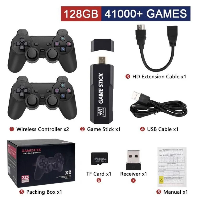Retro gaming + dual wireless controllers thousands of pre-installed classic game