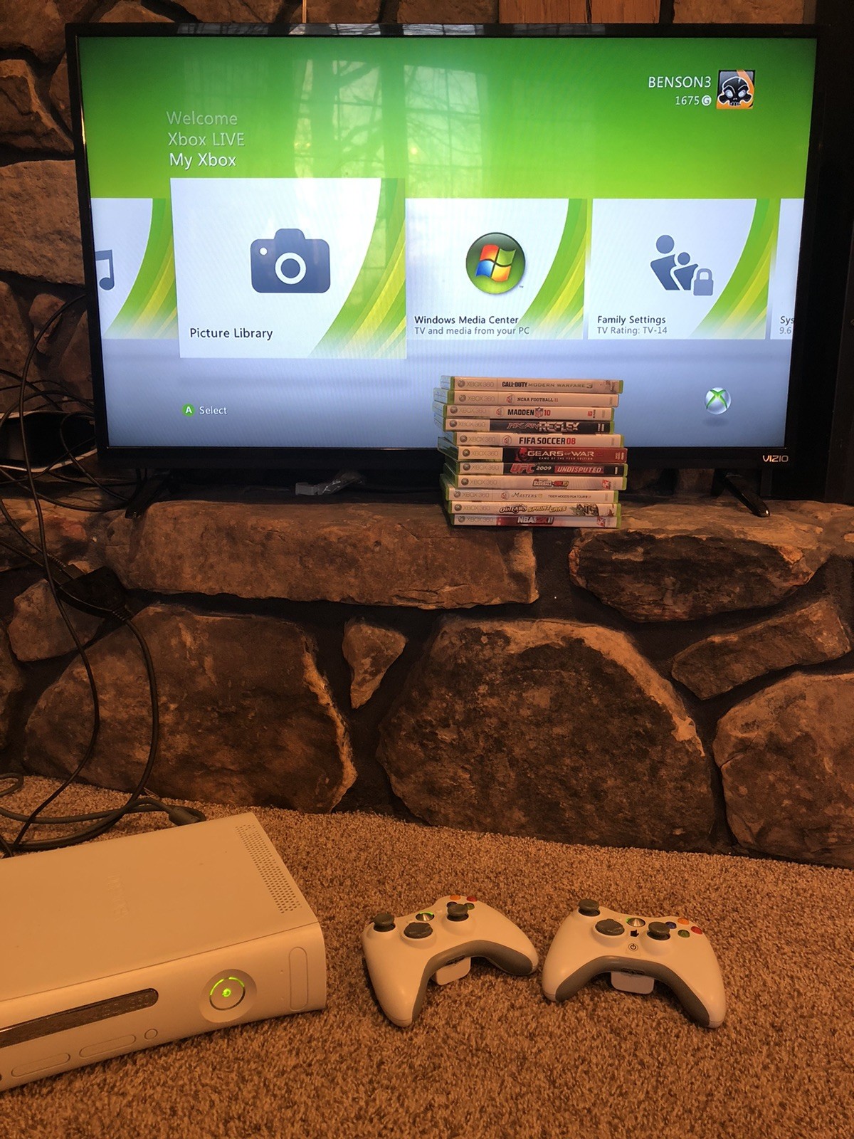 Microsoft XBox 360 Console Bundle 20GB w/ Controllers & 11 Games – Tested