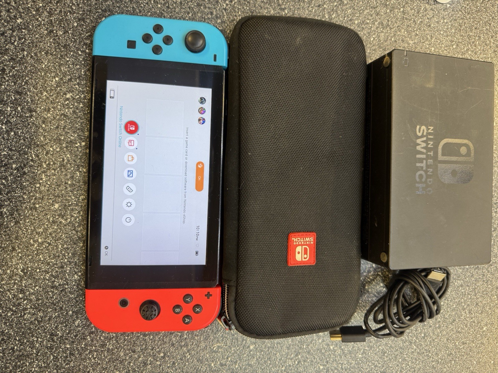 Nintendo Switch Console Bundle Neon Red/Blue Joy-Cons Dock Case USB-C HDMI cord