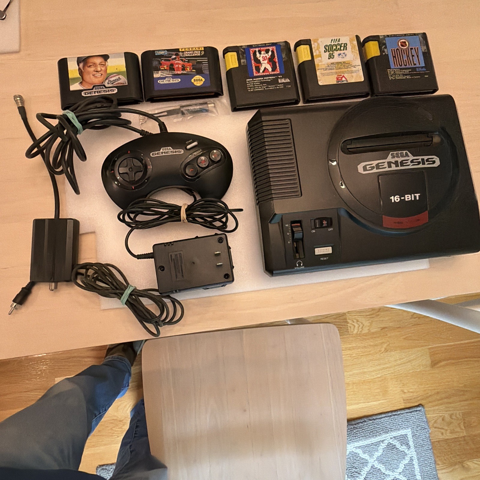 Sega Genesis Model 1 MK-1601 Console 16-bit W/ Controller Working + 5 Games