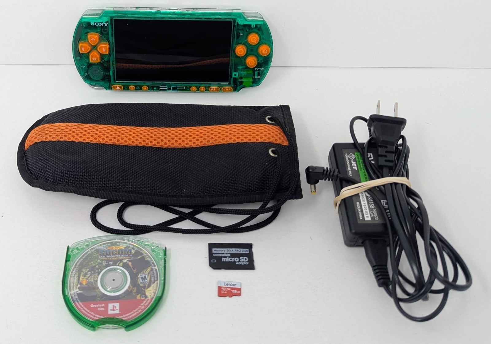 Sony PlayStation Portable Green PSP 3000 Bundle w/ SOCOM & 128GB Card – Tested!