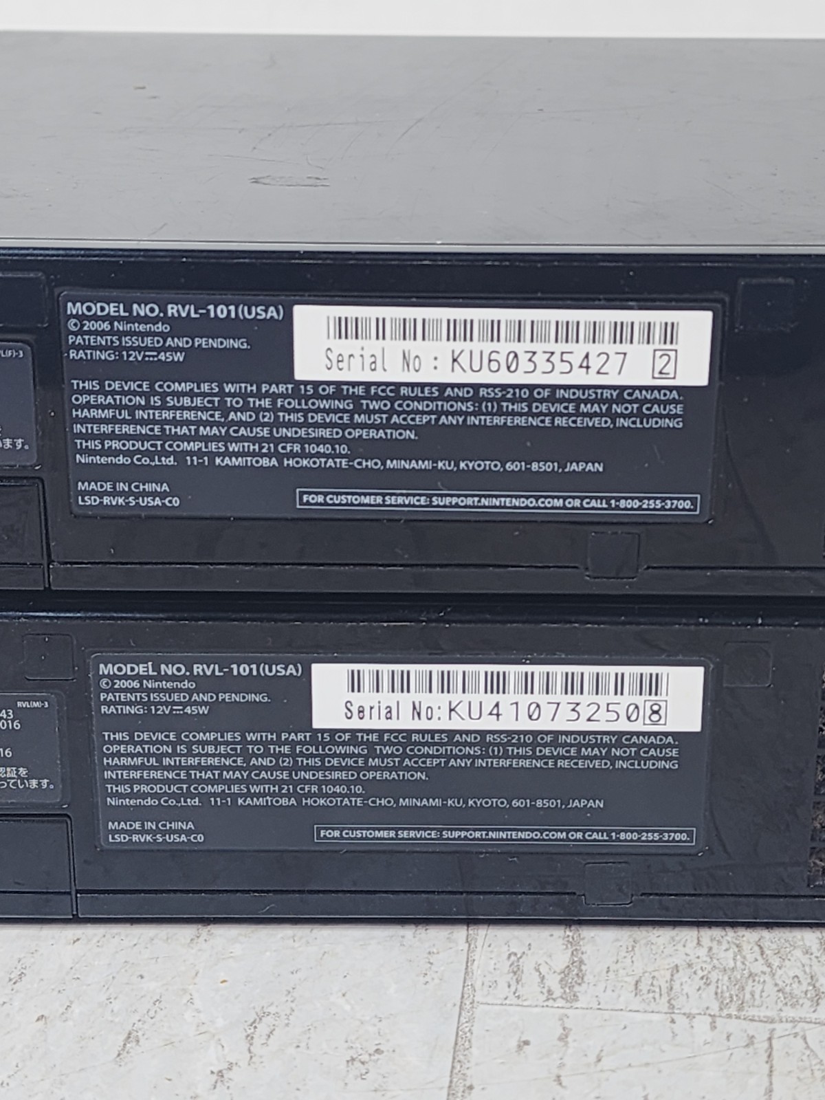 Lot 2 Nintendo Wii Replacement Consoles Black RVL-101 (USA) Tested Working