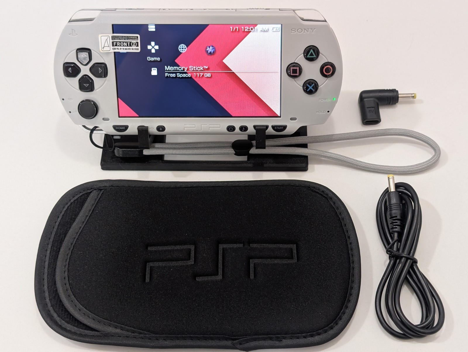 Sony PSP 1000 Laminated IPS w/ 128GB microSD Card – Gray/Black | Read Desc.