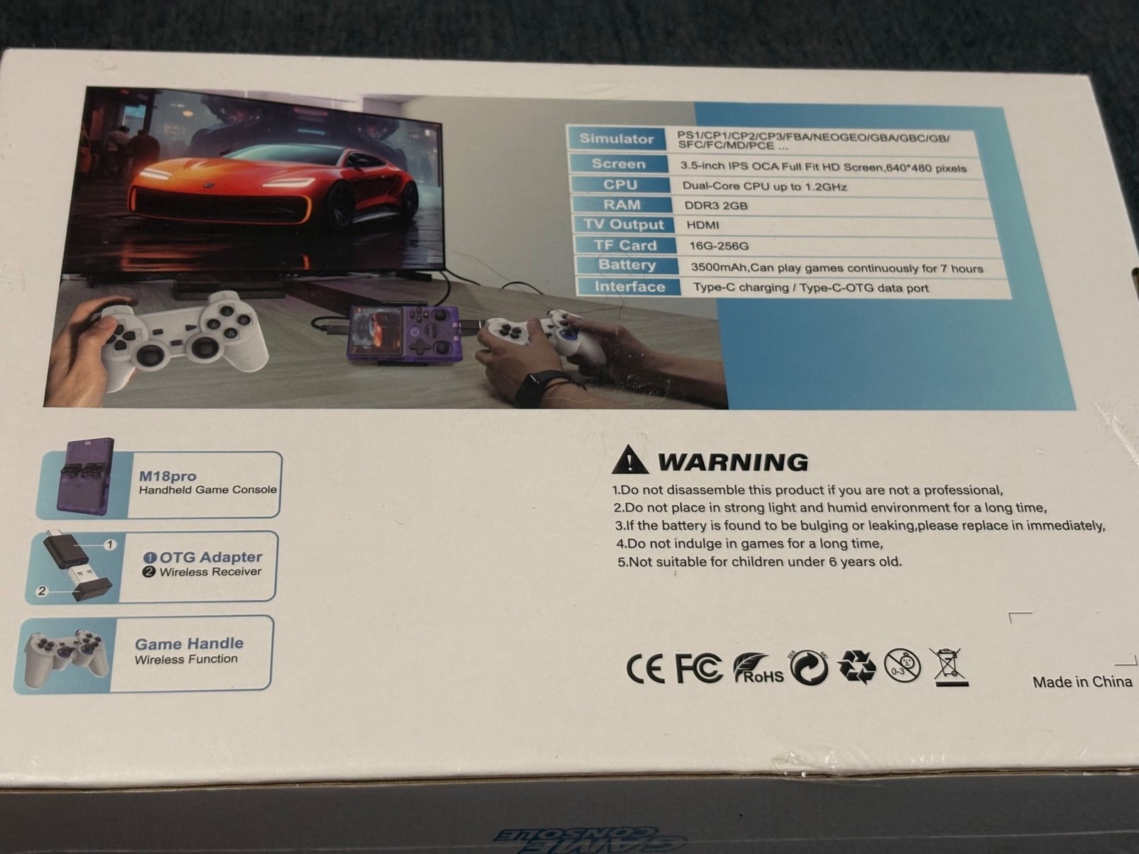 M18Pro Handheld Game Console With Wireless Controllers & HDMI Output 640×480 Hig