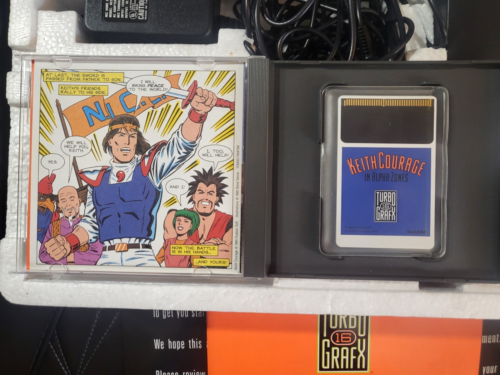 NEC TurboGrafx-16 Console Box Keith Courage Alien Crush MISSING POWER ADAPTER