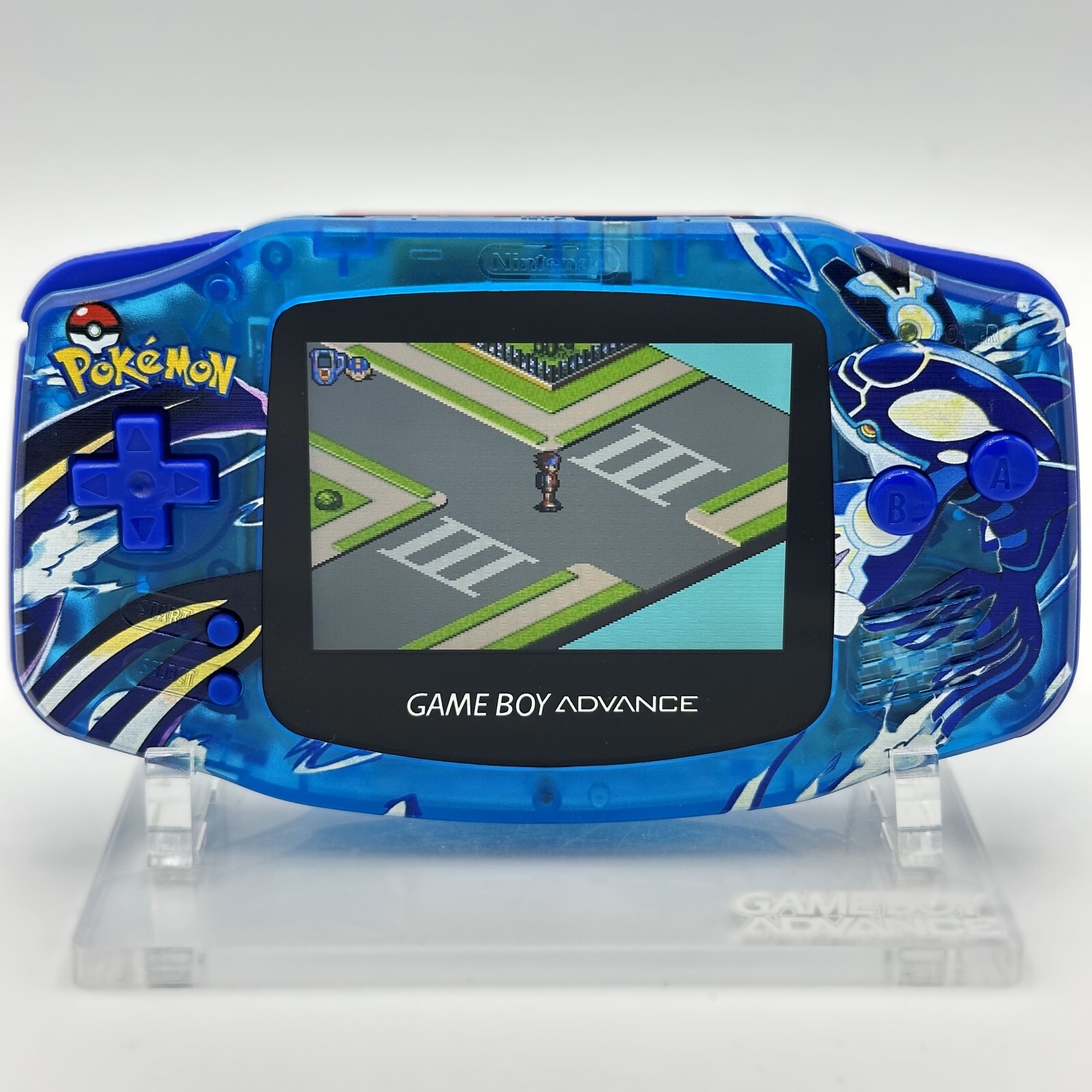 Game Boy Advance GBA Custom IPS Backlit Screen UV Printed Shell Kyogre Pokemon