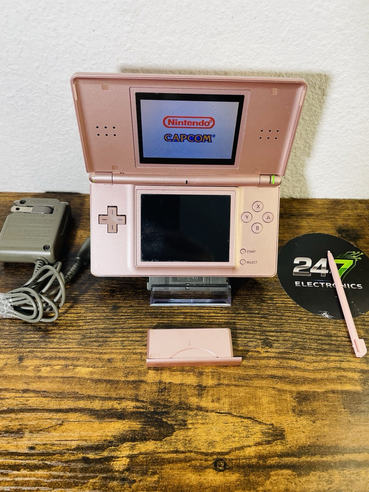 Nintendo DS Lite Pink Handheld Bundle Charger Stylus GBA Player – FOR PARTS READ