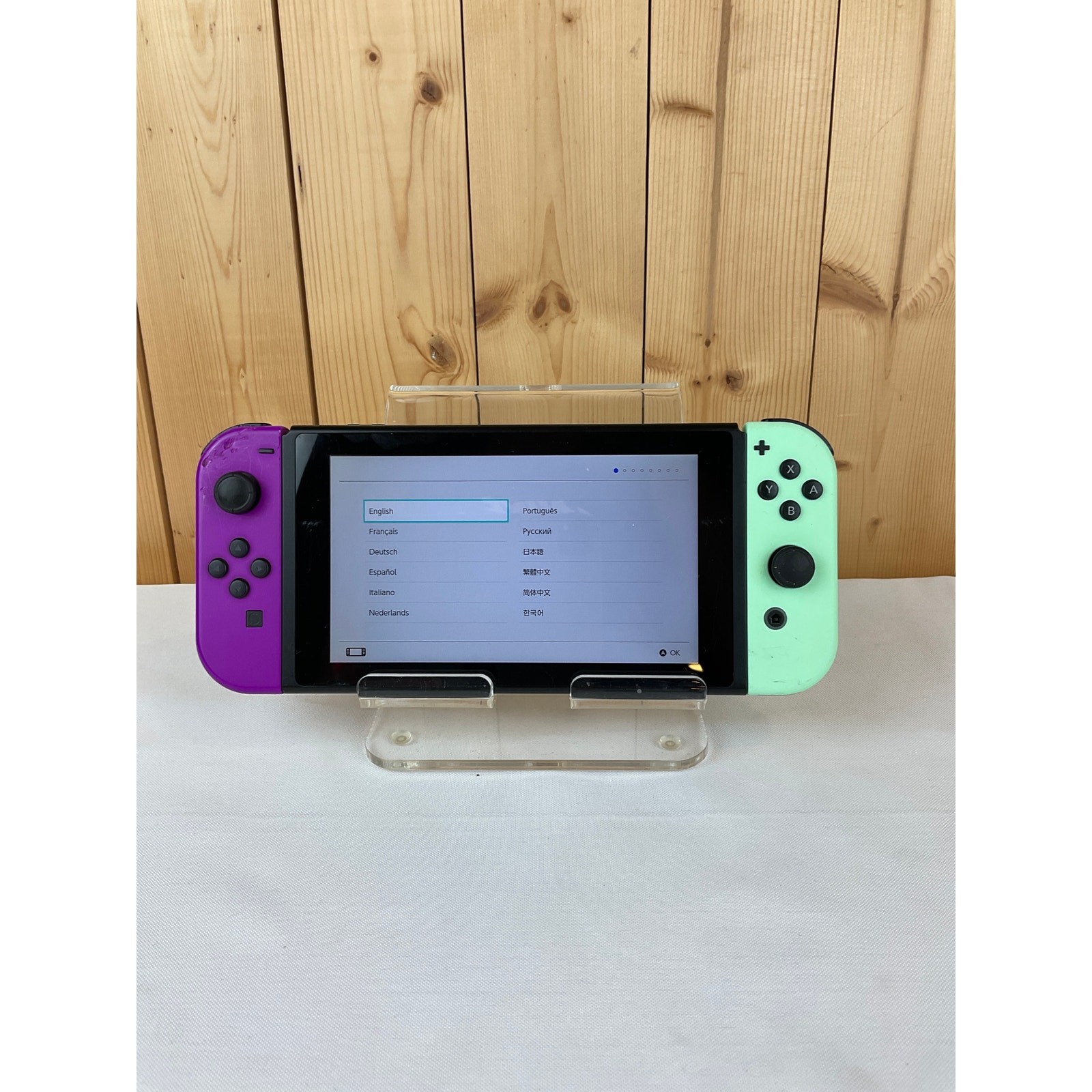 Nintendo Switch With Purple/Mint Green Joy Con Controllers, Bundle