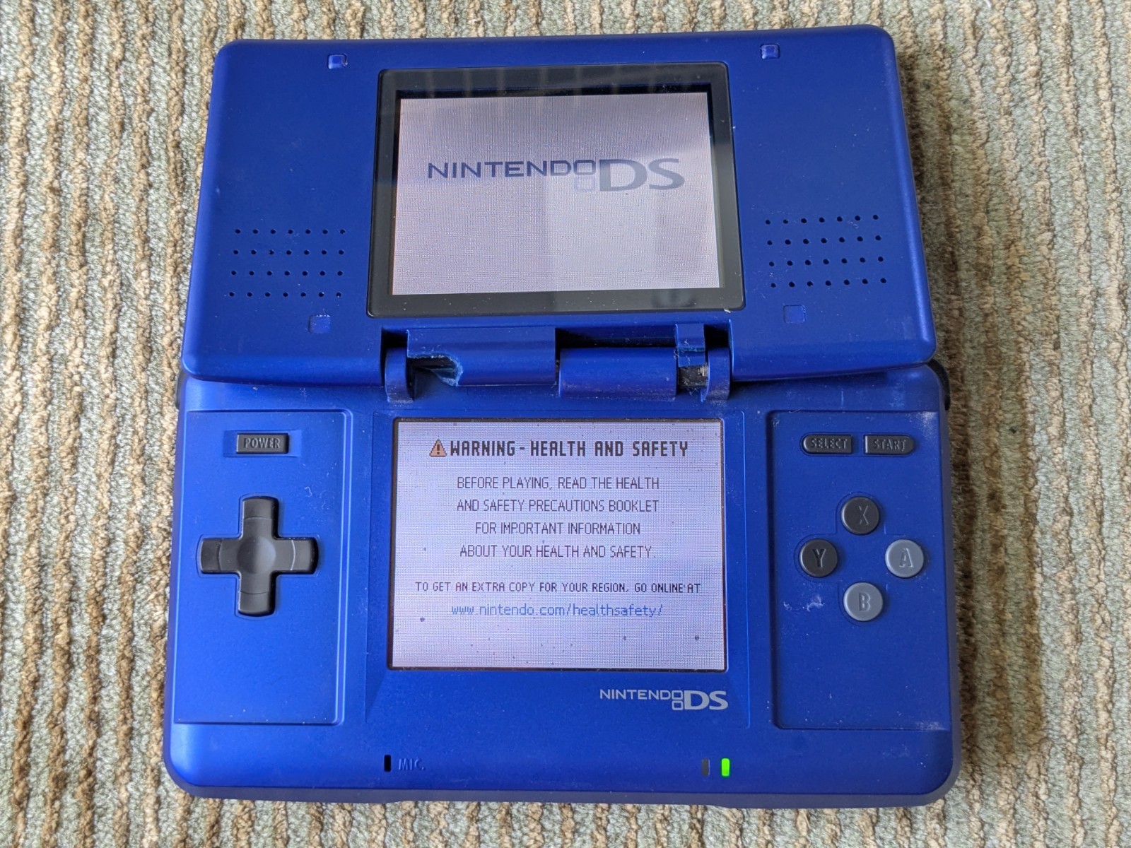 Nintendo DS Launch Edition Electric Blue Handheld System BROKEN HINGE AS IS